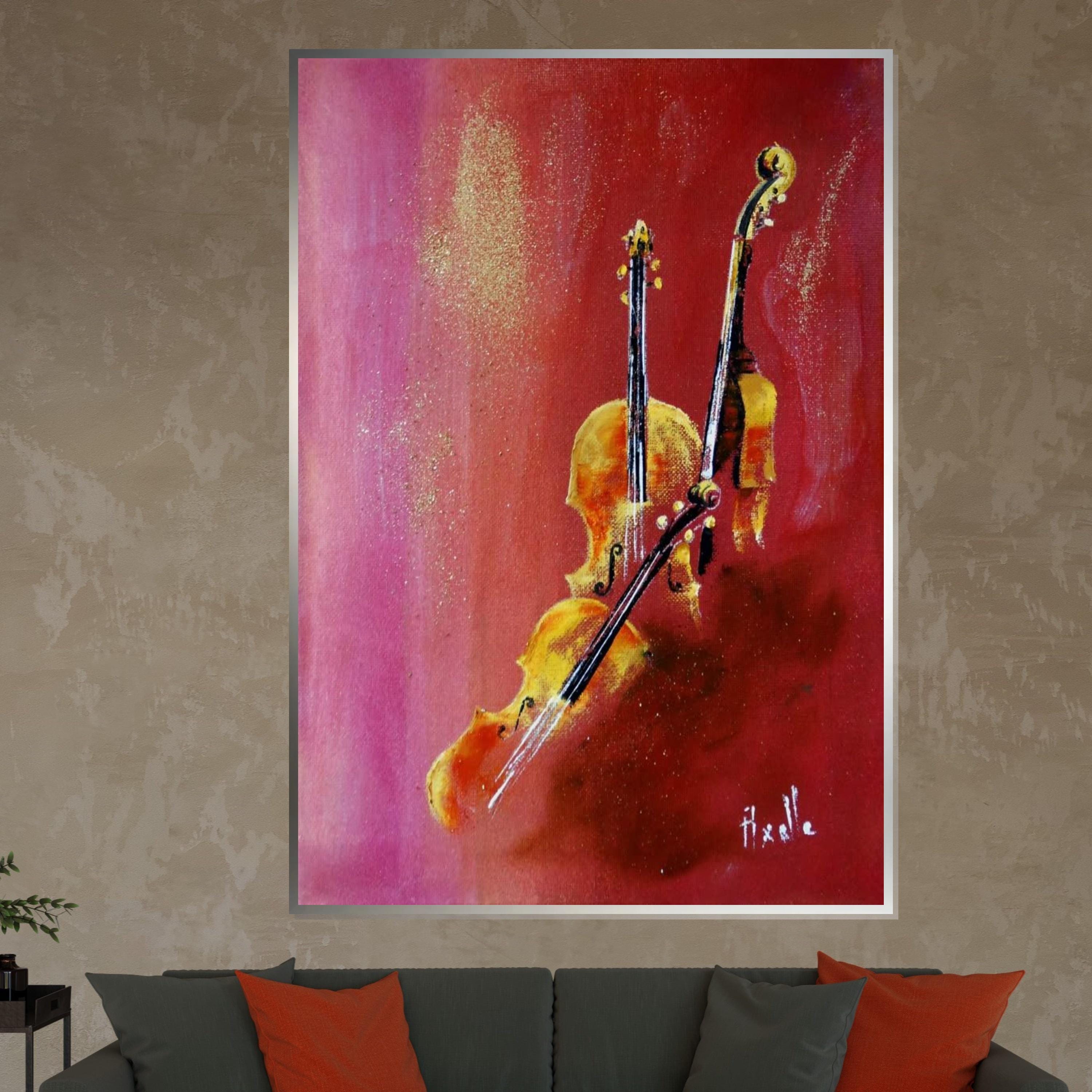 Violin Duet Canvas, Musical Instrument Art, Violin Wall Art, Music Lovers Poster, Wall Art Canvas Design, Ready To Hang Decoration