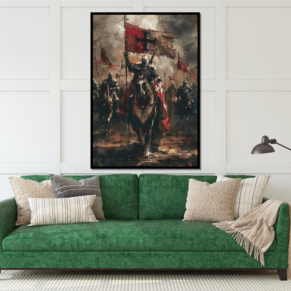 Medieval Knights Canvas, Crusader Battle, Knight Wall Painting, Historical Decor, Canvas Design, Ready to Hang Décor