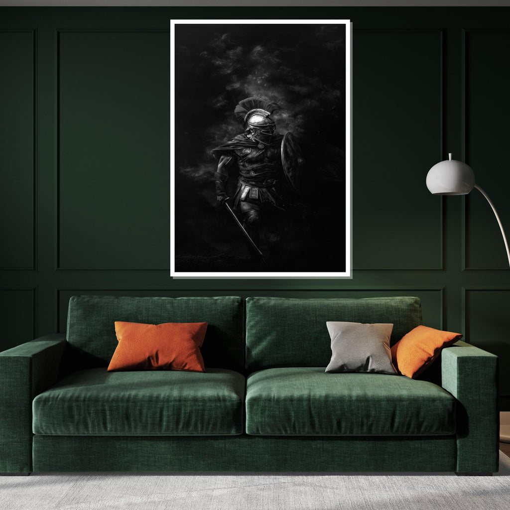 Gladiator Fighter Canvas, Ancient Warrior Wall Art, Roman Arena Battle Poster, Bold Gladiator Print, Ready to Hang Home Decor