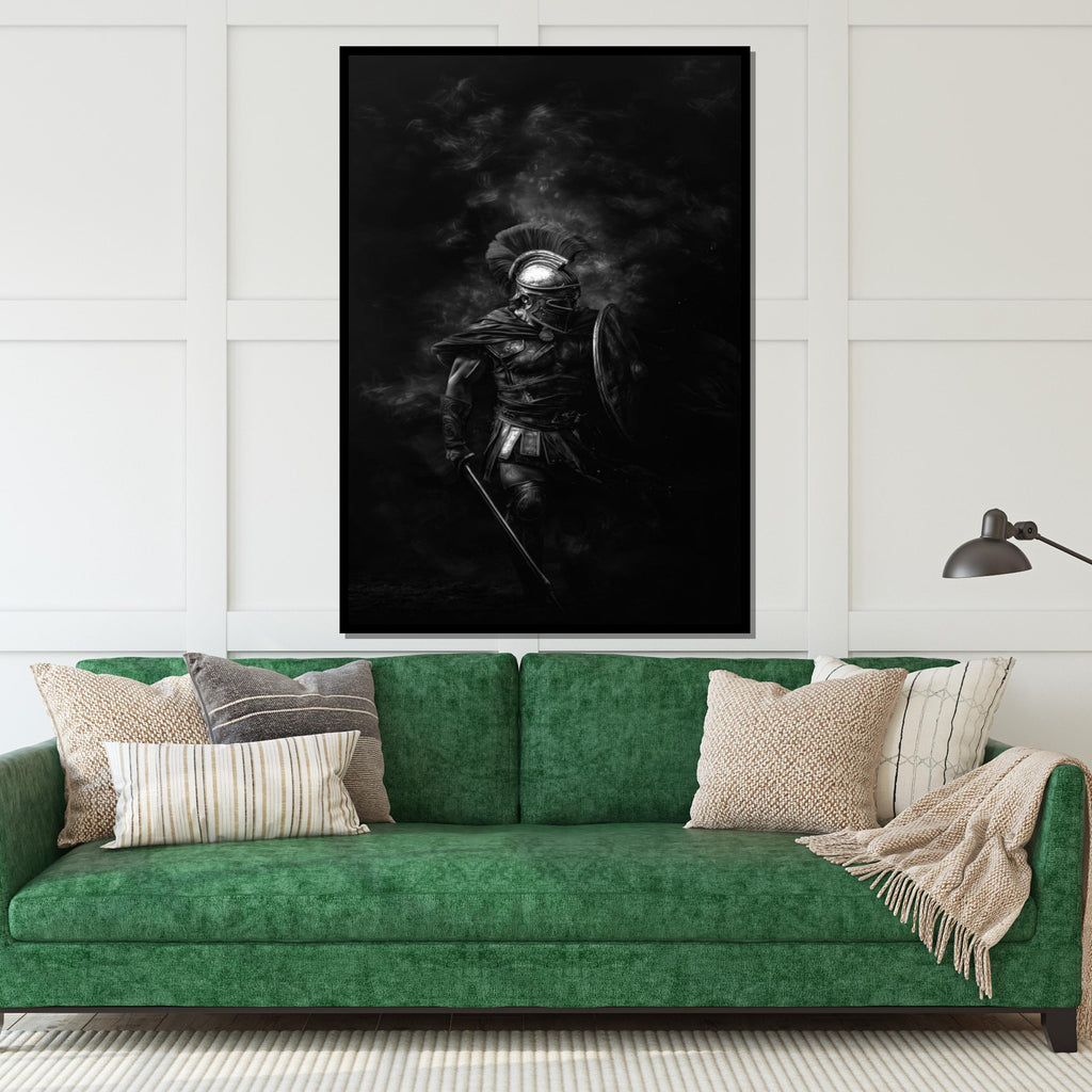 Gladiator Fighter Canvas, Ancient Warrior Wall Art, Roman Arena Battle Poster, Bold Gladiator Print, Ready to Hang Home Decor