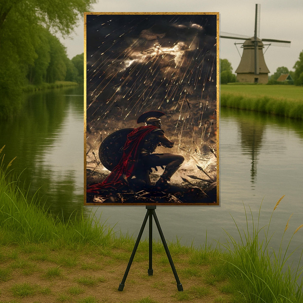 Gladiator Warrior Canvas, Epic Roman Soldier Art, Stormy Battle Scene Print, Ancient Fighter Wall Art, Ready to Hang Decor
