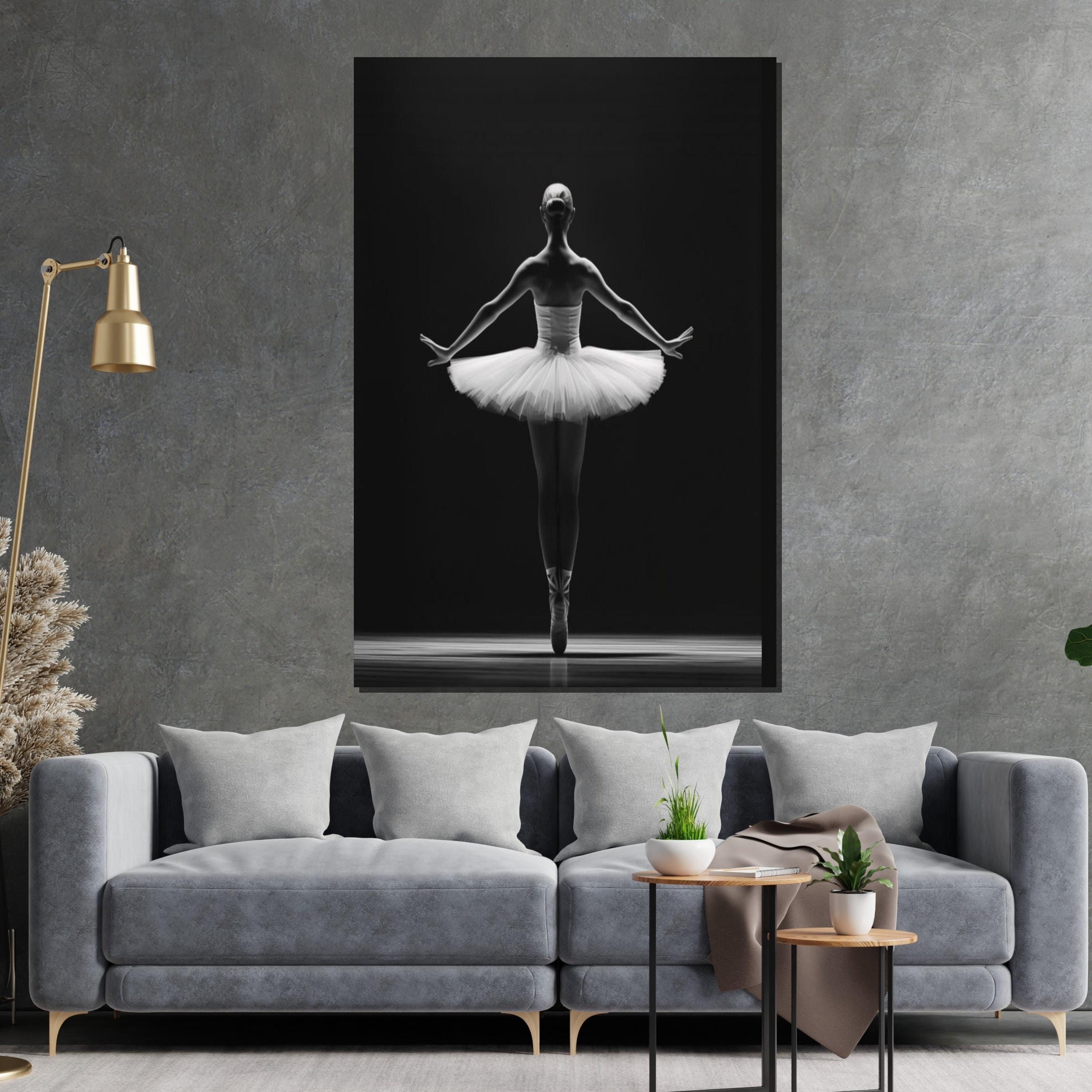 Ballet Elegance Canvas Art, Graceful Ballerina Canvas, Dance Wall Art, Black and White Print, Ready to Hang Decor, Canvas Wall Design