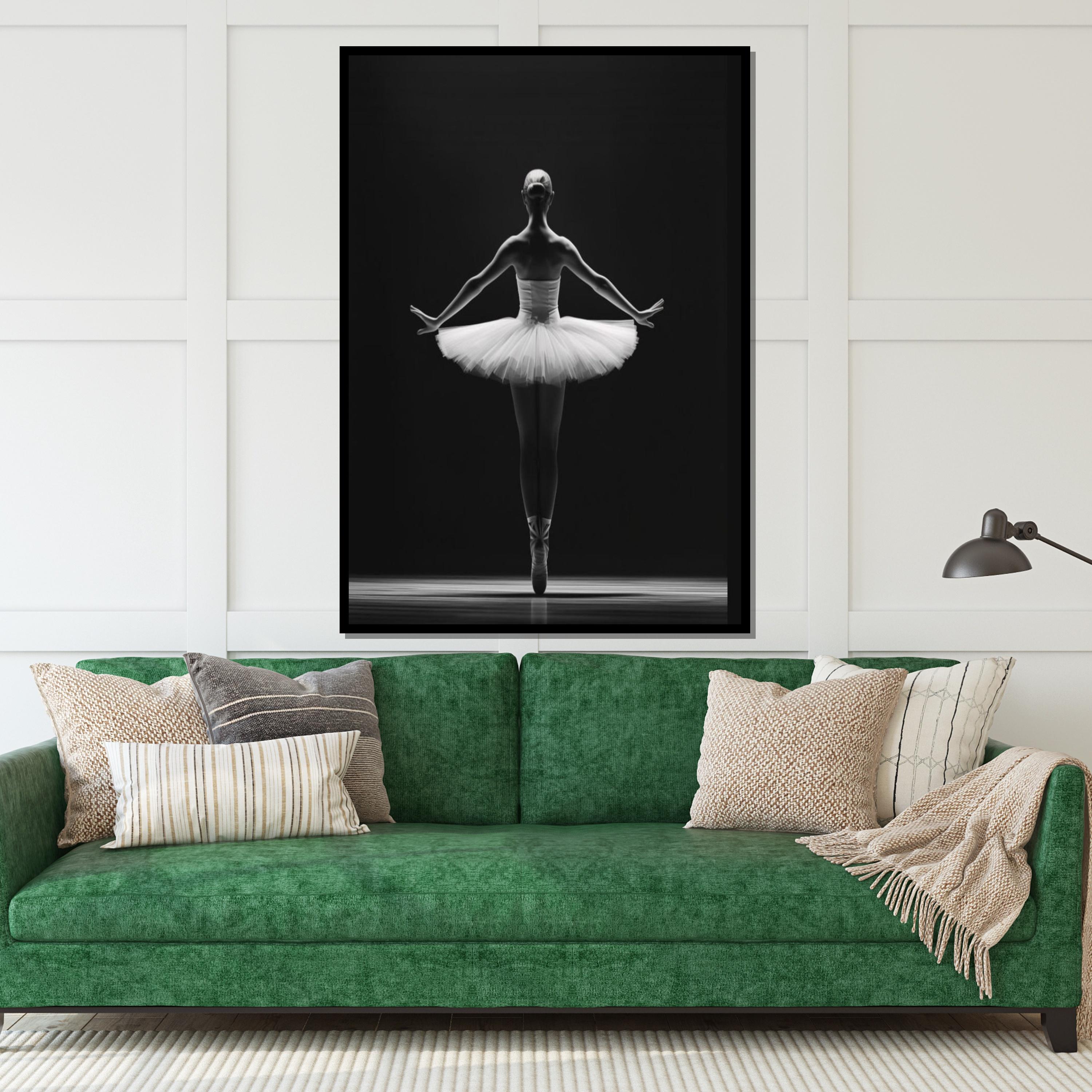 Ballet Elegance Canvas Art, Graceful Ballerina Canvas, Dance Wall Art, Black and White Print, Ready to Hang Decor, Canvas Wall Design