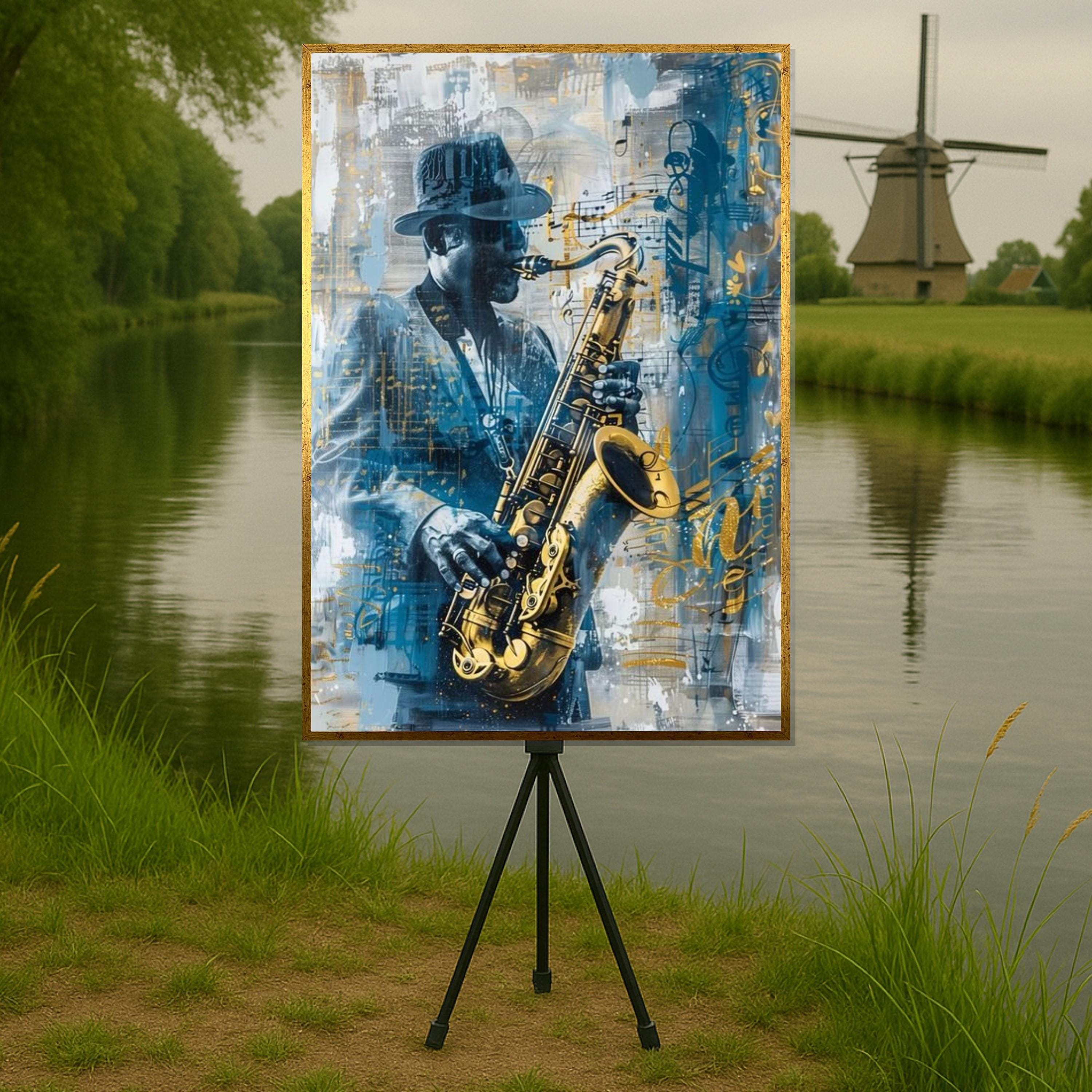 Jazz Saxophonist Canvas, Music Wall Art, Saxophone Player Print, Wall Art Canvas Design, Ready To Hang Decoration