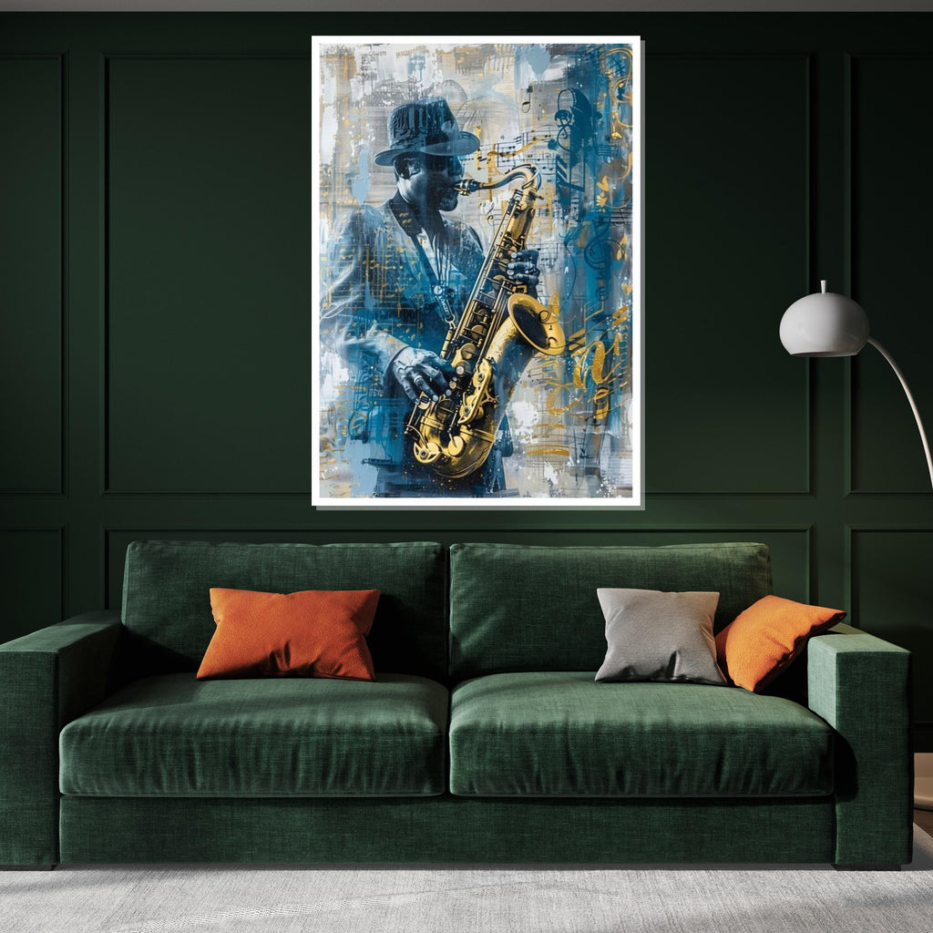 Jazz Saxophonist Canvas, Music Wall Art, Saxophone Player Print, Wall Art Canvas Design, Ready To Hang Decoration