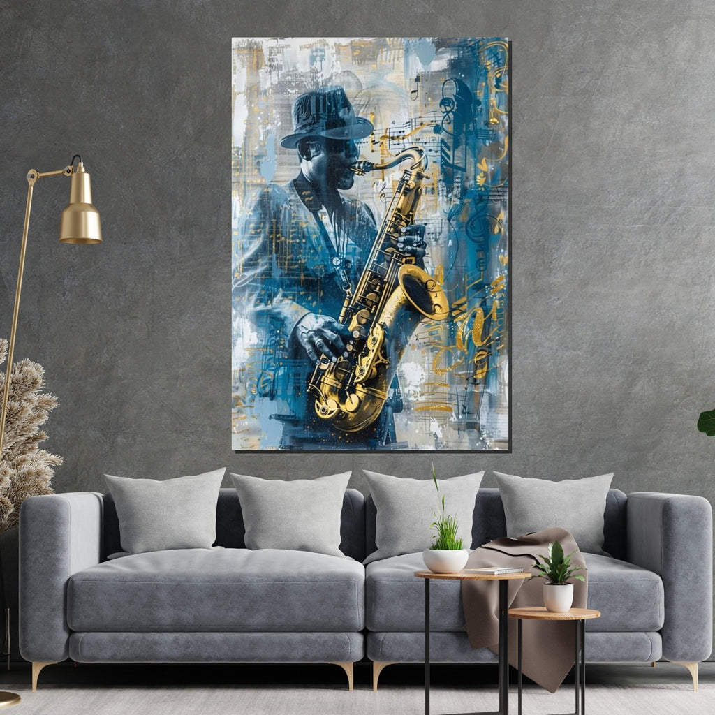 Jazz Saxophonist Canvas, Music Wall Art, Saxophone Player Print, Wall Art Canvas Design, Ready To Hang Decoration