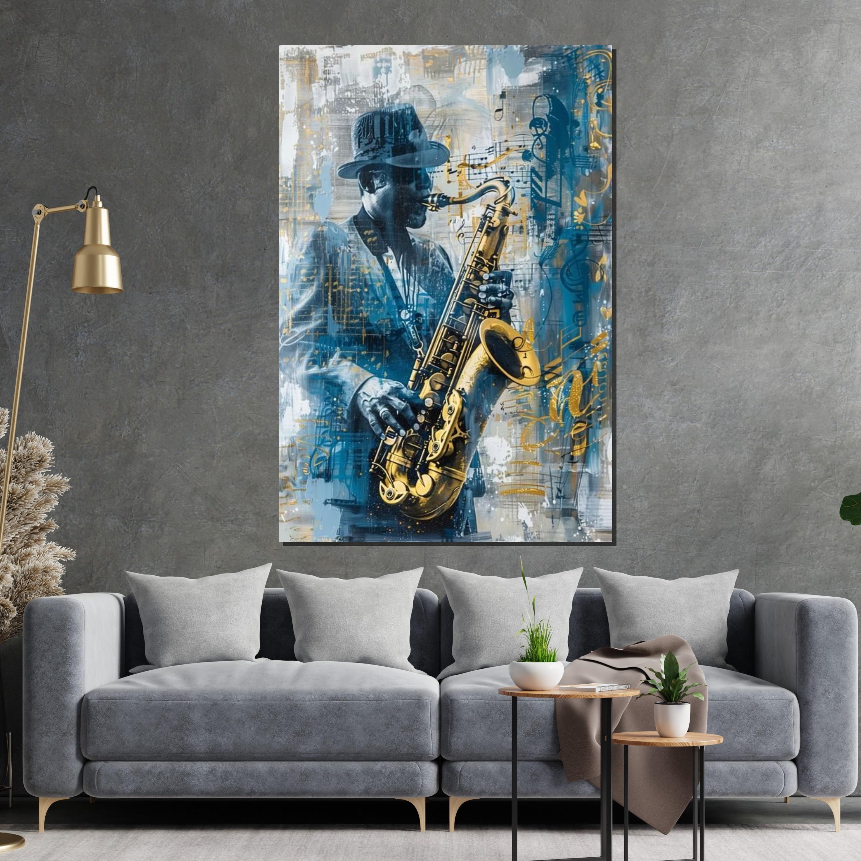 Jazz Saxophonist Canvas, Music Wall Art, Saxophone Player Print, Wall Art Canvas Design, Ready To Hang Decoration