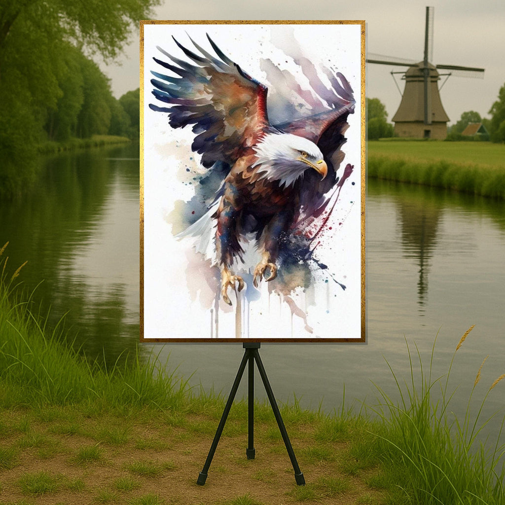Majestic Eagle Canvas, Soaring Bird Art, Watercolor Eagle Print, Wall Art Canvas Design, Ready to Hang Decoration