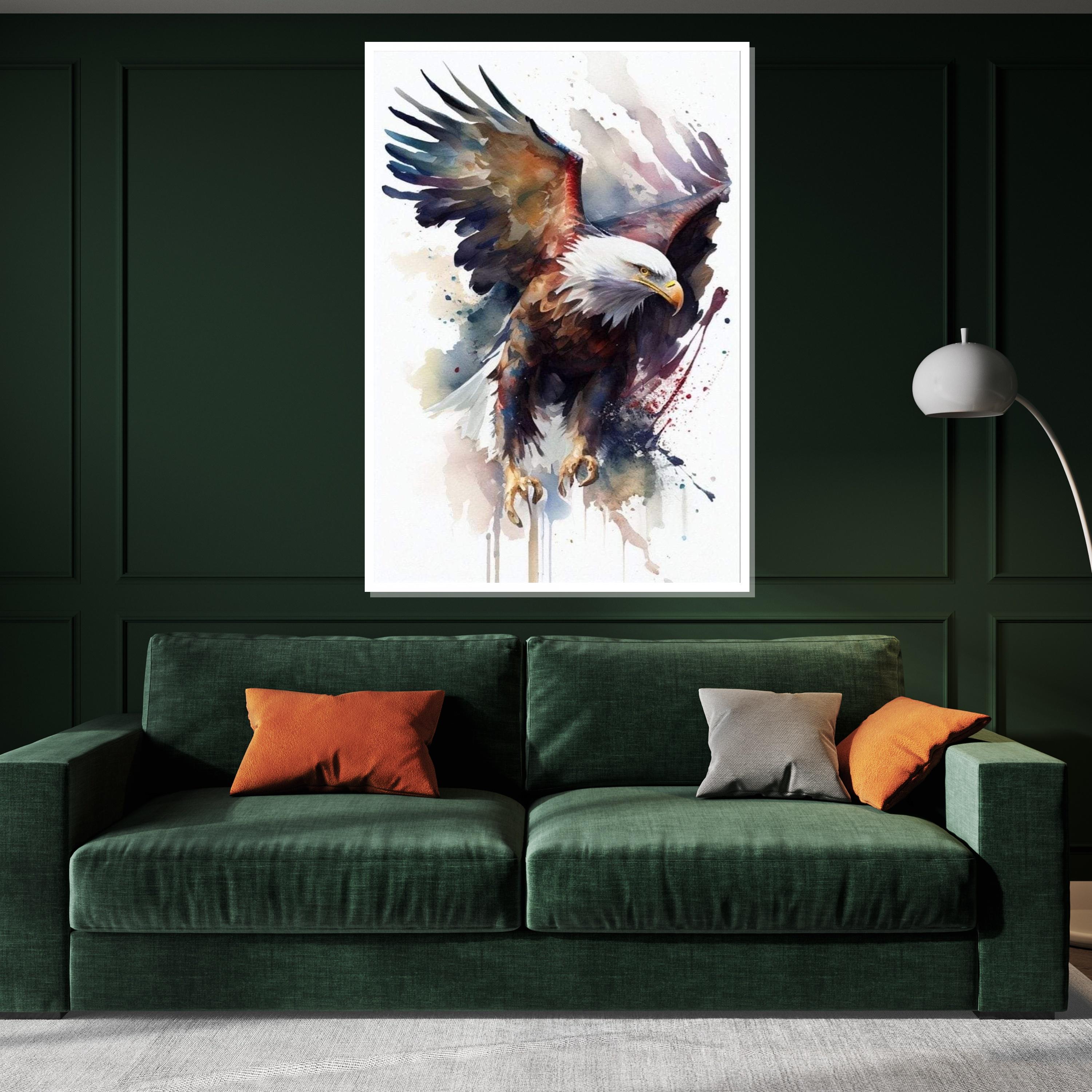 Majestic Eagle Canvas, Soaring Bird Art, Watercolor Eagle Print, Wall Art Canvas Design, Ready to Hang Decoration