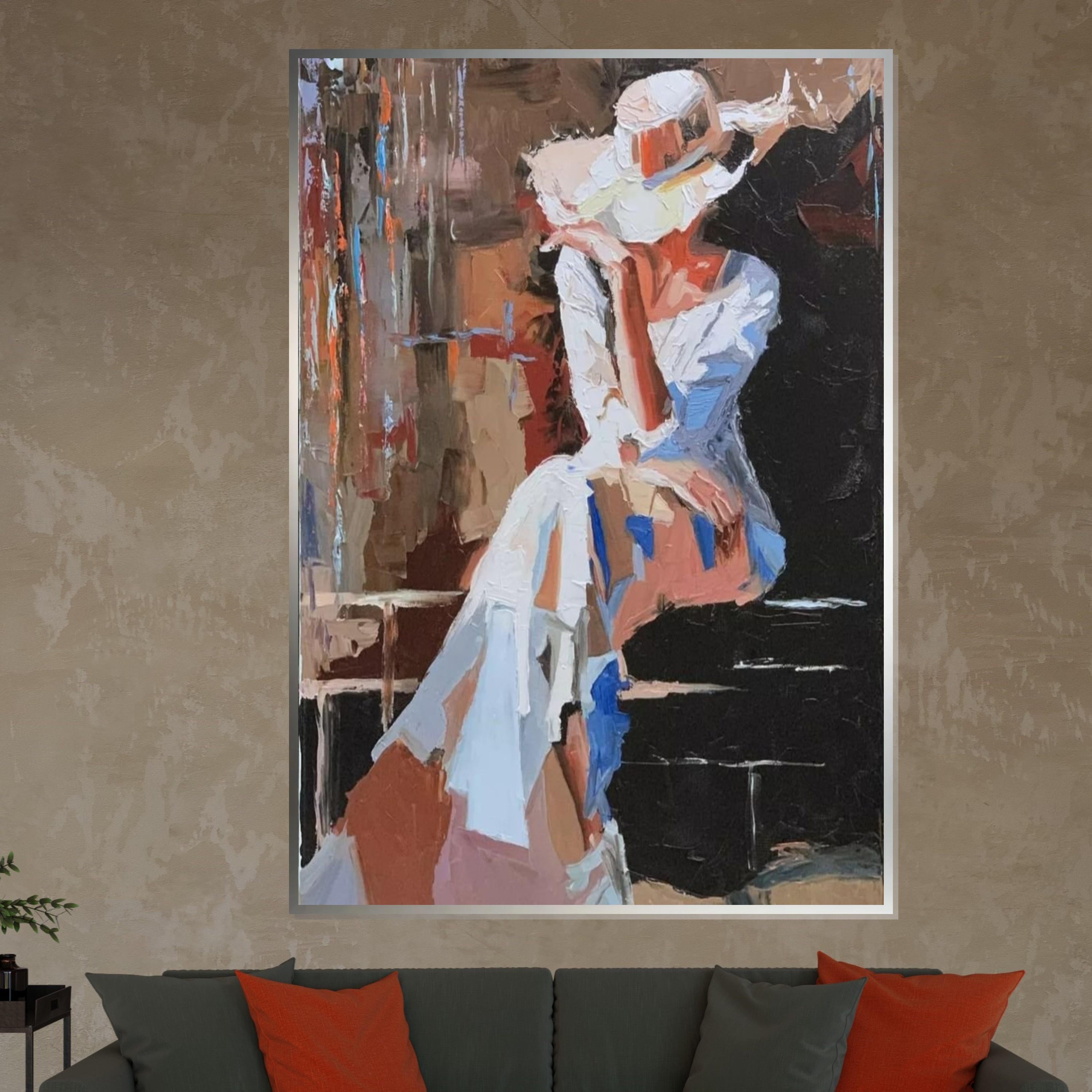 Elegant Lady Canvas, Abstract Woman Art, Fashion Wall Art, Impressionist Style, Wall Art Canvas Design, Ready to Hang Decoration