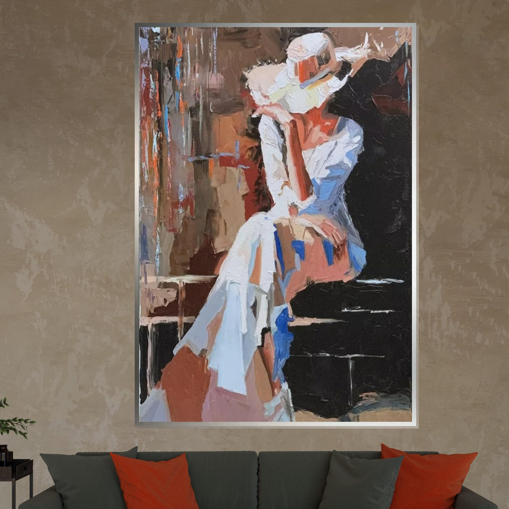 Elegant Lady Canvas, Abstract Woman Art, Fashion Wall Art, Impressionist Style, Wall Art Canvas Design, Ready to Hang Decoration