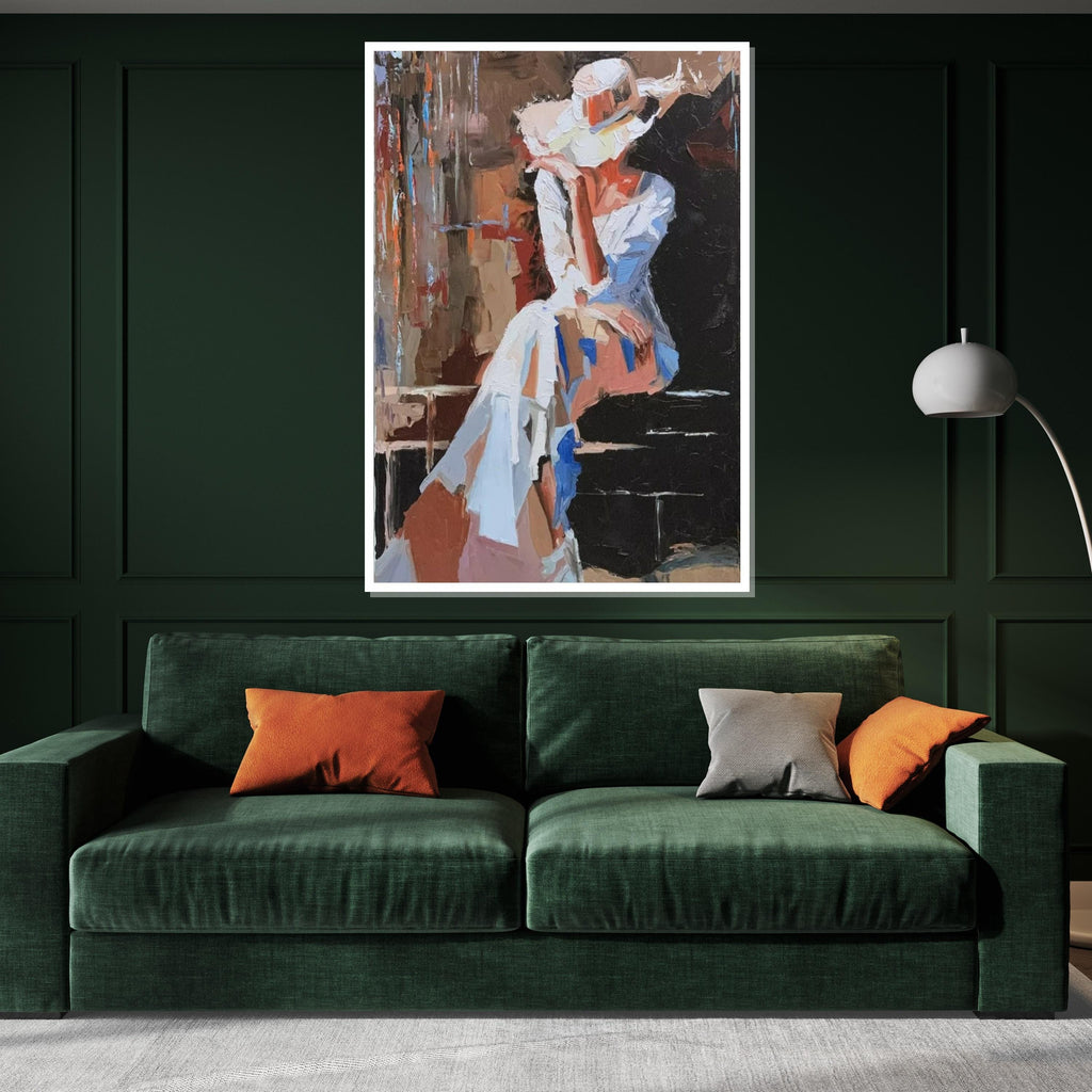 Elegant Lady Canvas, Abstract Woman Art, Fashion Wall Art, Impressionist Style, Wall Art Canvas Design, Ready to Hang Decoration