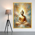 Meditative Buddha Painting Canvas, Spiritual Wall Art, Zen Home Decor, Golden Buddha Artwork, Tranquil Meditation Canvas, Ready To Hang,