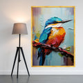 Vibrant Kingfisher Bird Canvas Art, Palette Knife Painting, Colorful Wildlife Wall Decor, Modern Nature Canvas, Ready to Hang Ready To Hang,