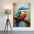 Vibrant Kingfisher Bird Canvas Art, Palette Knife Painting, Colorful Wildlife Wall Decor, Modern Nature Canvas, Ready to Hang Ready To Hang,