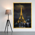 Illuminated Eiffel Tower Canvas, Paris Night Scene Wall Art, Iconic Landmark Painting, Cityscape Canvas Decor, Romantic Home Ready To Hang,