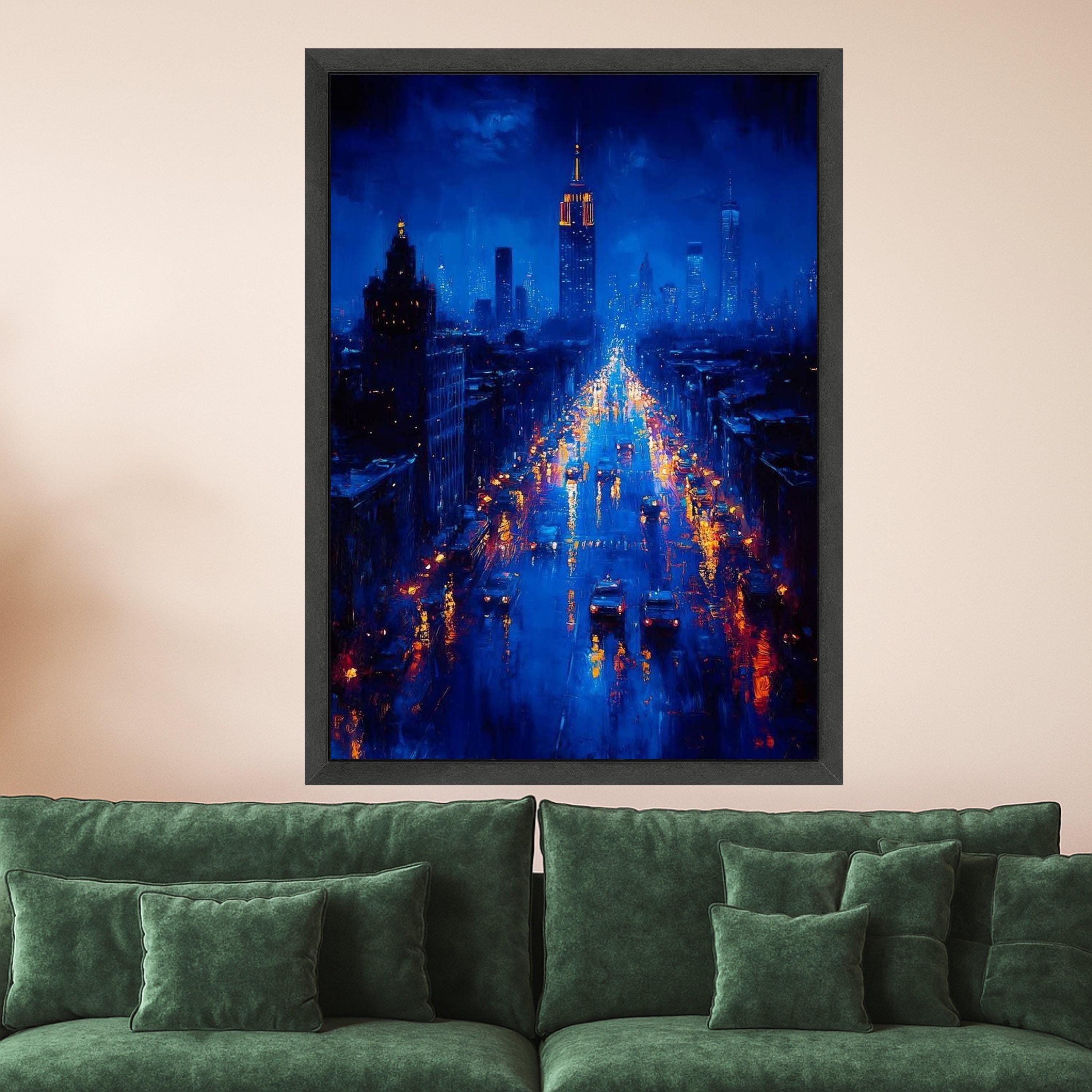 New York Canvas Print – Night City Wall Art, Urban Wall Decor, Ready to Hang Modern Wall Decoration