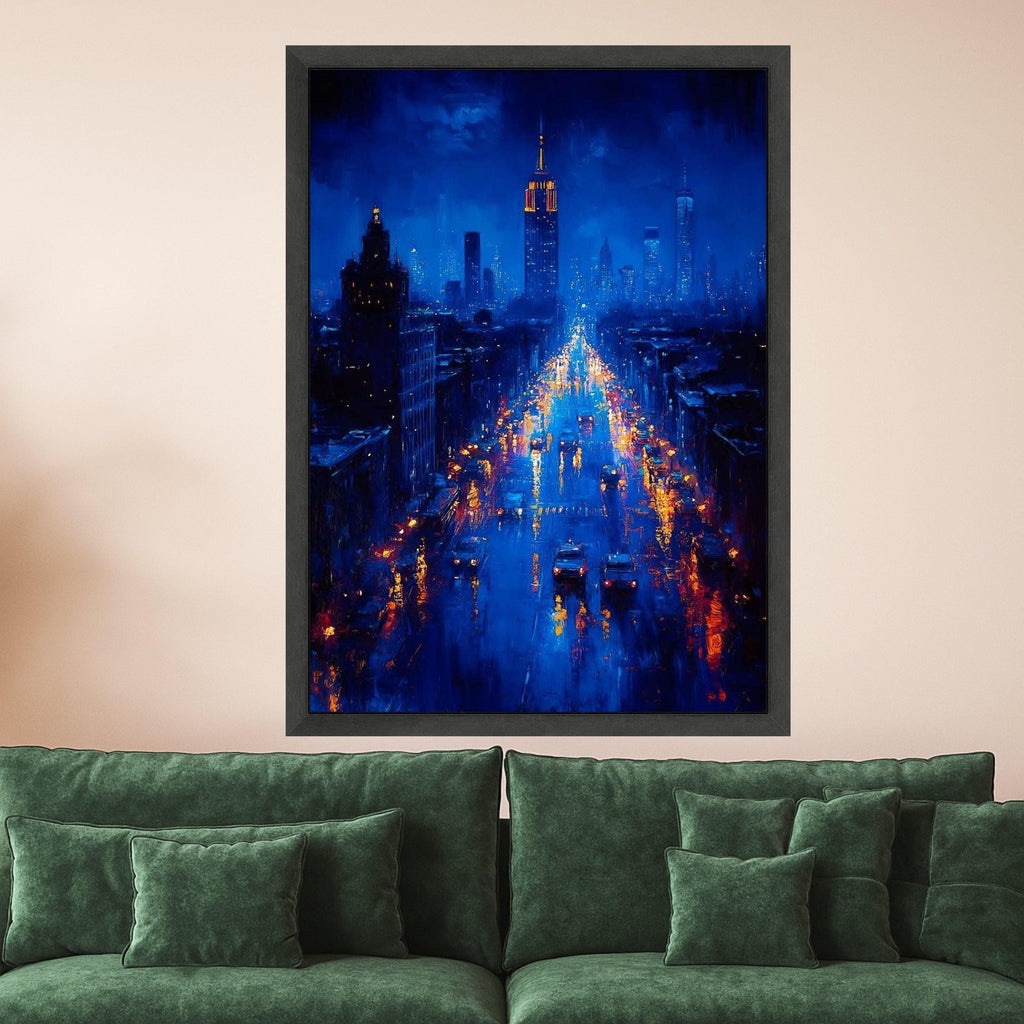 New York Canvas Print – Night City Wall Art, Urban Wall Decor, Ready to Hang Modern Wall Decoration