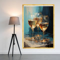 Elegant Wine Glasses Canvas Wall Art, Modern Abstract Painting, Golden Drink Still Life, Contemporary Home Decor, Ready to Ready To Hang,