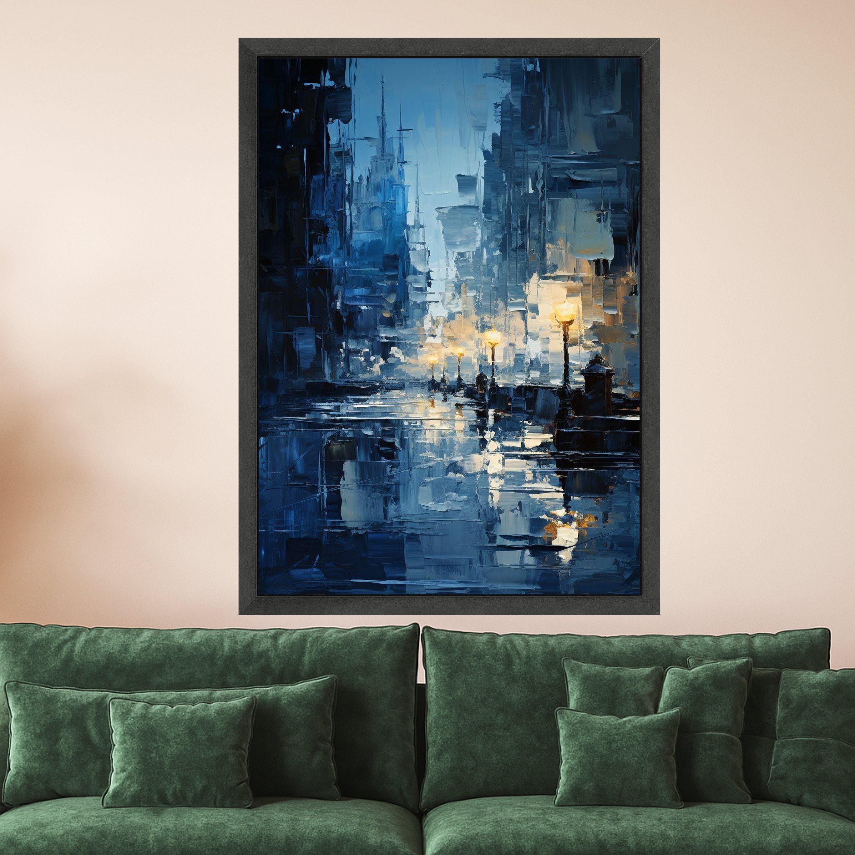 Cityscape Canvas Print – Urban Night Wall Art, Moody Wall Decor, Ready to Hang Modern Wall Decoration