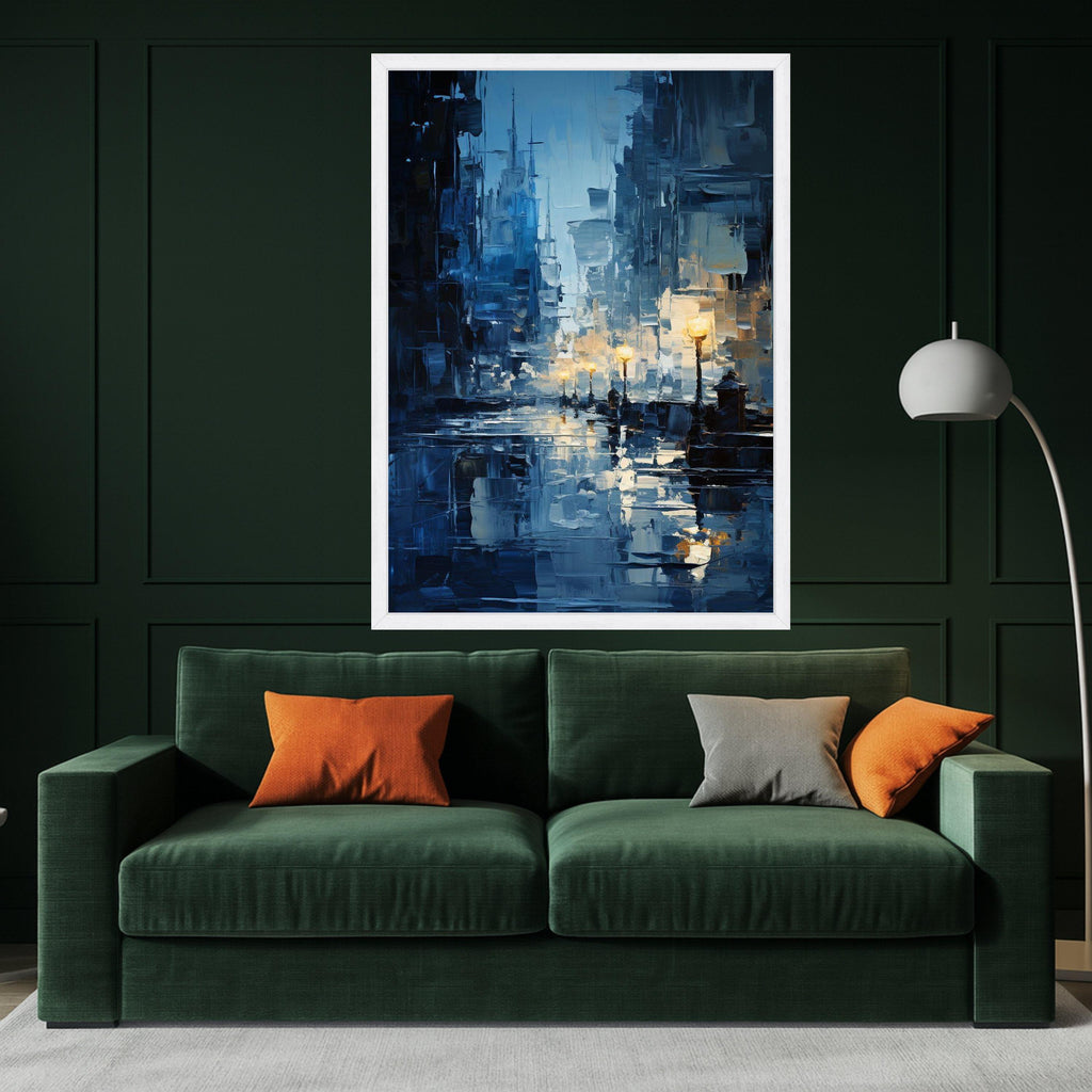 Cityscape Canvas Print – Urban Night Wall Art, Moody Wall Decor, Ready to Hang Modern Wall Decoration