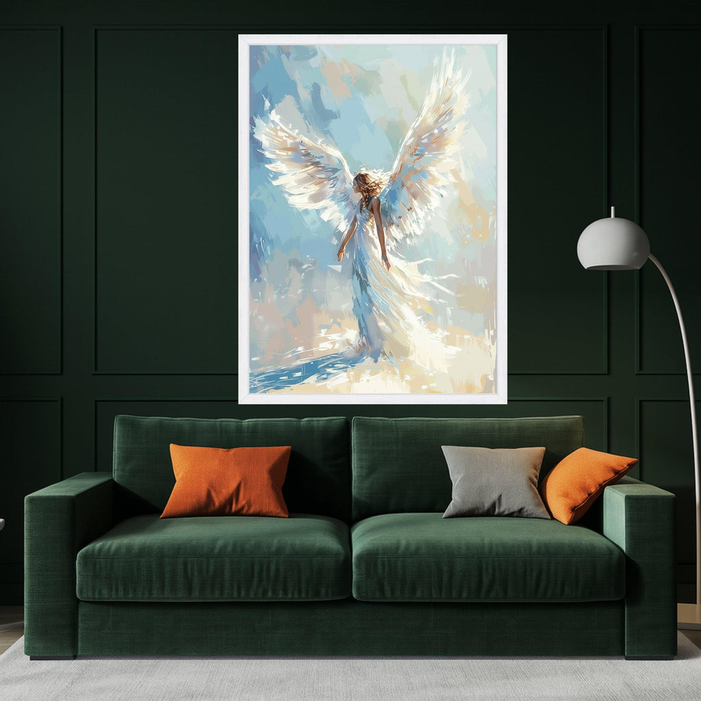 Radiant Angel Wings Canvas, Ethereal Woman Art, Spiritual Wall Decor, Light and Grace Painting, Inspirational Canvas Wall Art Ready To Hang,