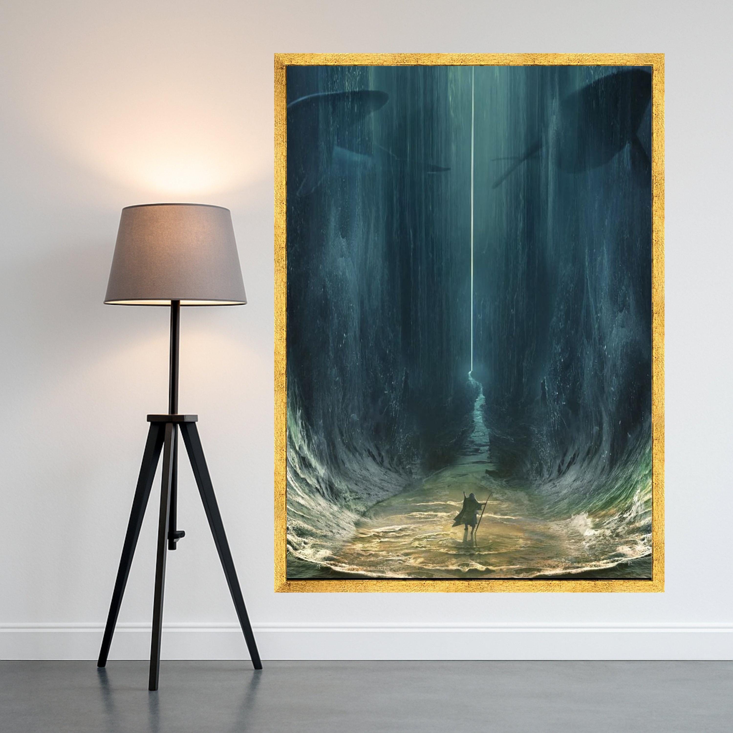 Epic Ocean Canvas Print – Fantasy Wall Art, Deep Sea Wall Decor, Ready to Hang Dramatic Wall Decoration