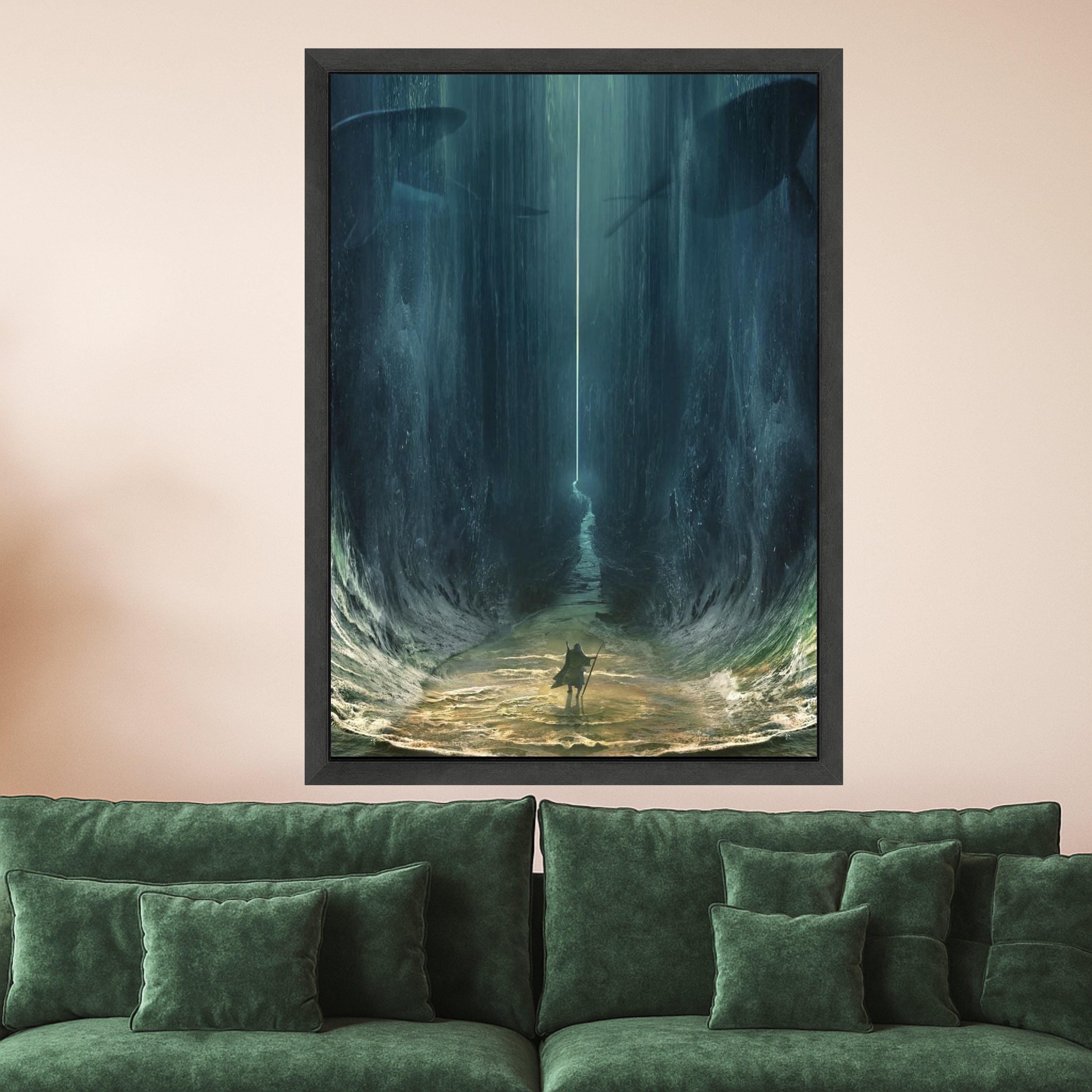 Epic Ocean Canvas Print – Fantasy Wall Art, Deep Sea Wall Decor, Ready to Hang Dramatic Wall Decoration