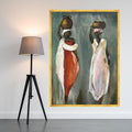 African Women with Pots Canvas Wall Art, Ethnic Figurative Painting, Tribal Culture Artwork, Boho Home Decoration, Ready To Hang,