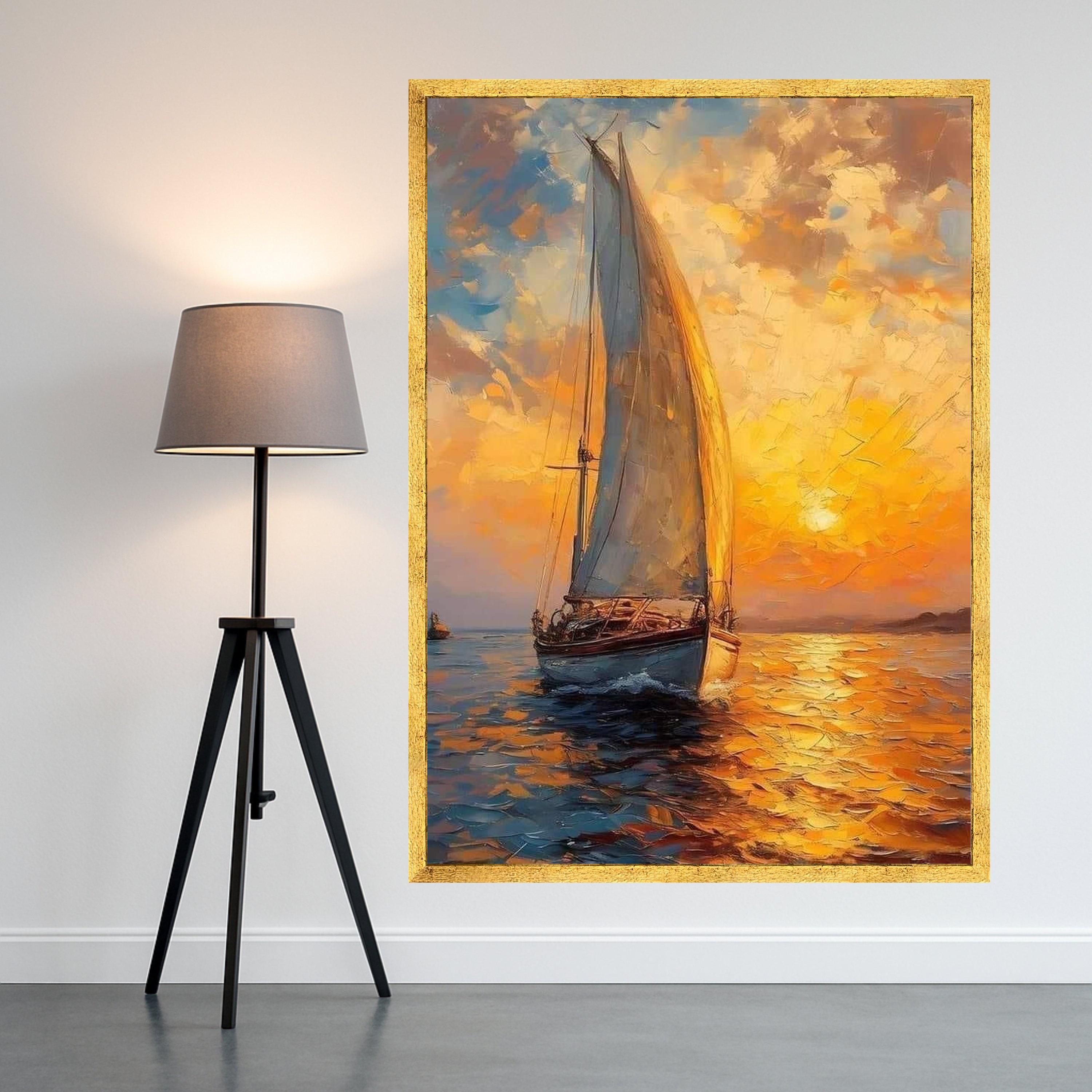 Sailboat Canvas Print – Nautical Wall Art, Sunset Wall Decor, Ready to Hang Ocean Wall Decoration