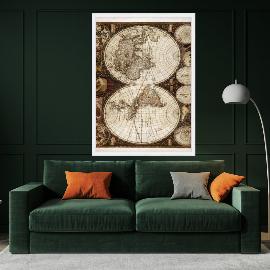 Vintage Antique World Map Canvas, Old Globe Wall Art, Historical Nautical Map Print, Retro Earth Cartography Canvas, Home Ready To Hang,