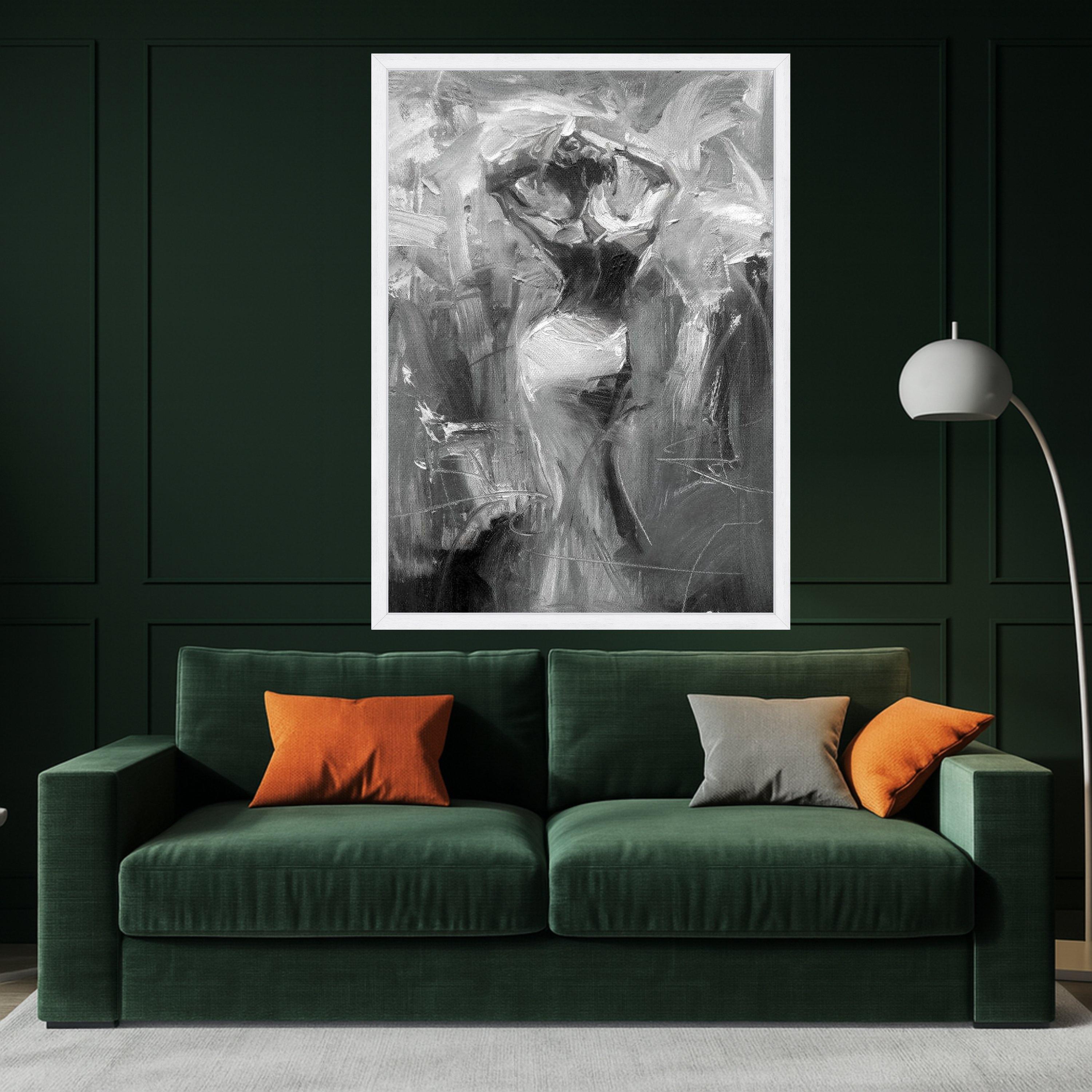 Abstract Woman Silhouette Canvas, Monochrome Figure Art, Modern Expressionist Wall Decor, Black and White Canvas Painting, Ready To Hang,