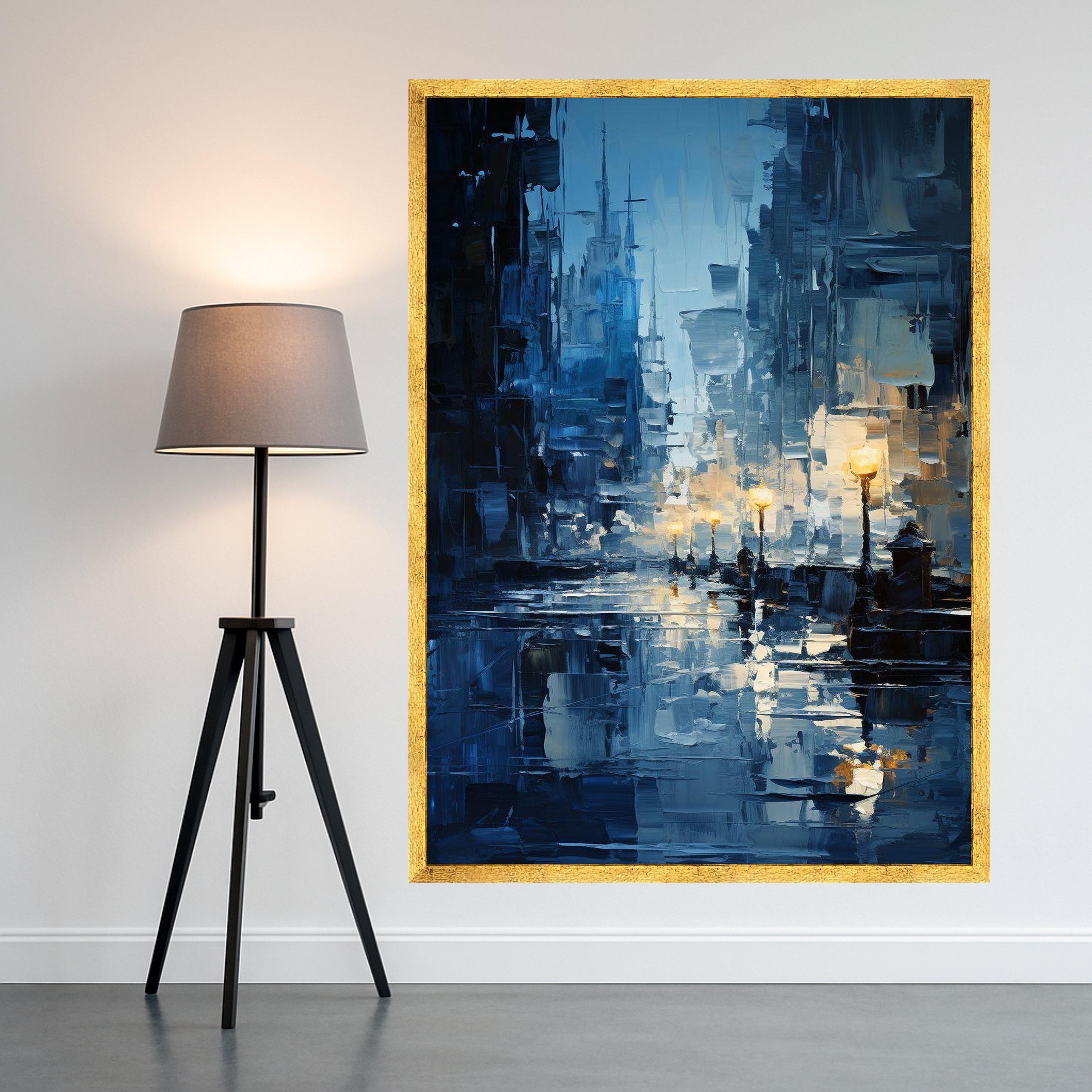 Cityscape Canvas Print – Urban Night Wall Art, Moody Wall Decor, Ready to Hang Modern Wall Decoration