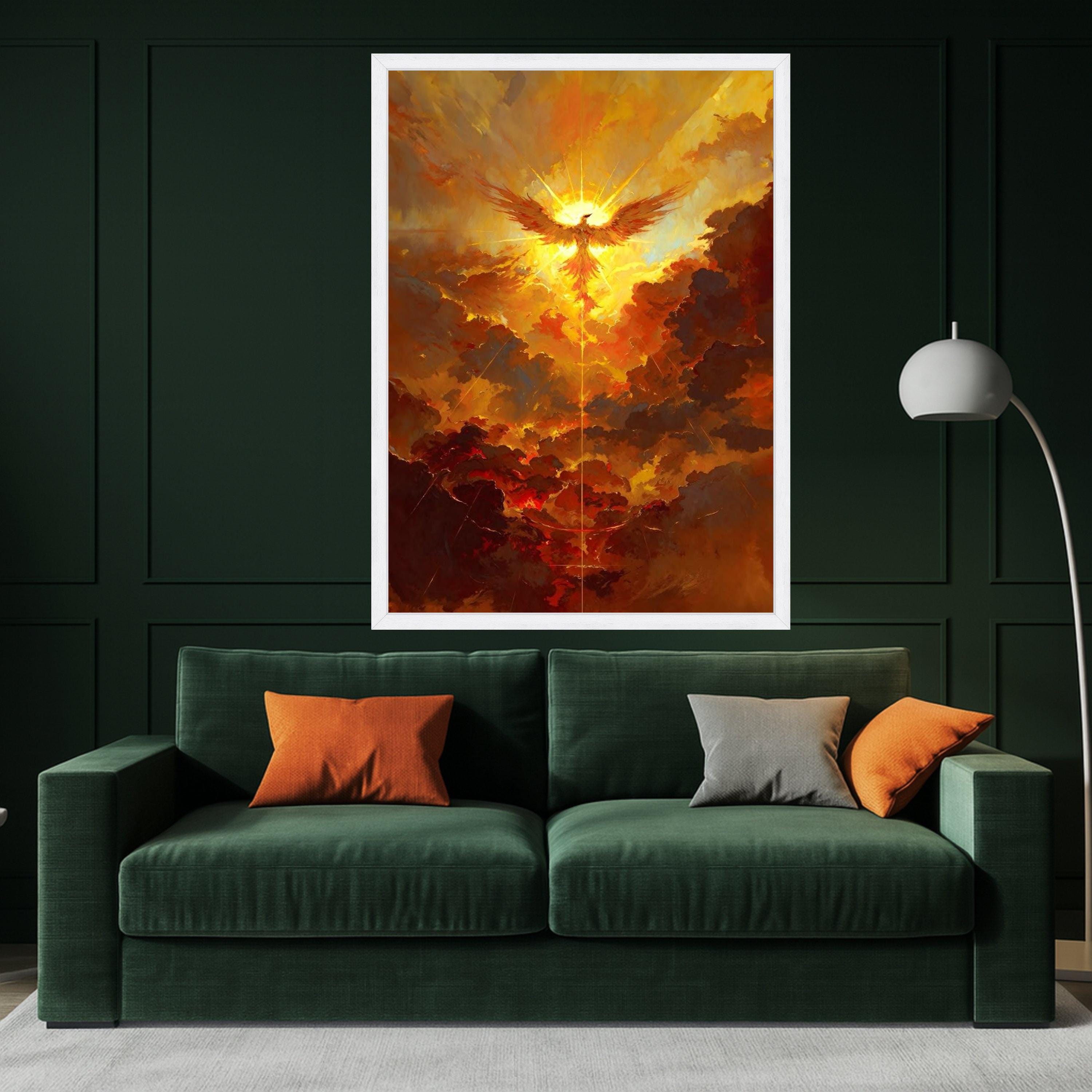 Phoenix Canvas Print – Fiery Wall Art, Inspirational Wall Decor, Ready to Hang Mythical Wall Decoration