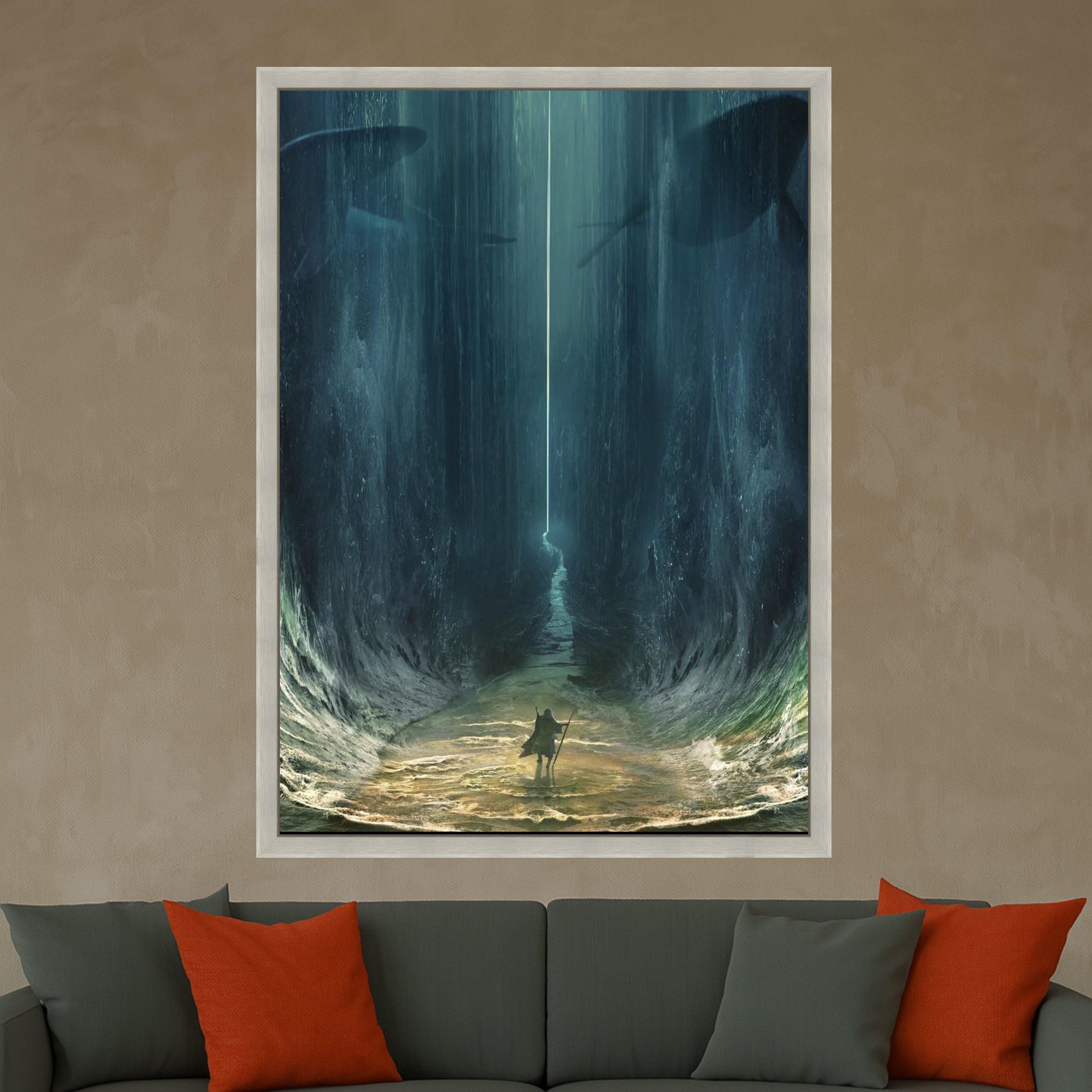 Epic Ocean Canvas Print – Fantasy Wall Art, Deep Sea Wall Decor, Ready to Hang Dramatic Wall Decoration