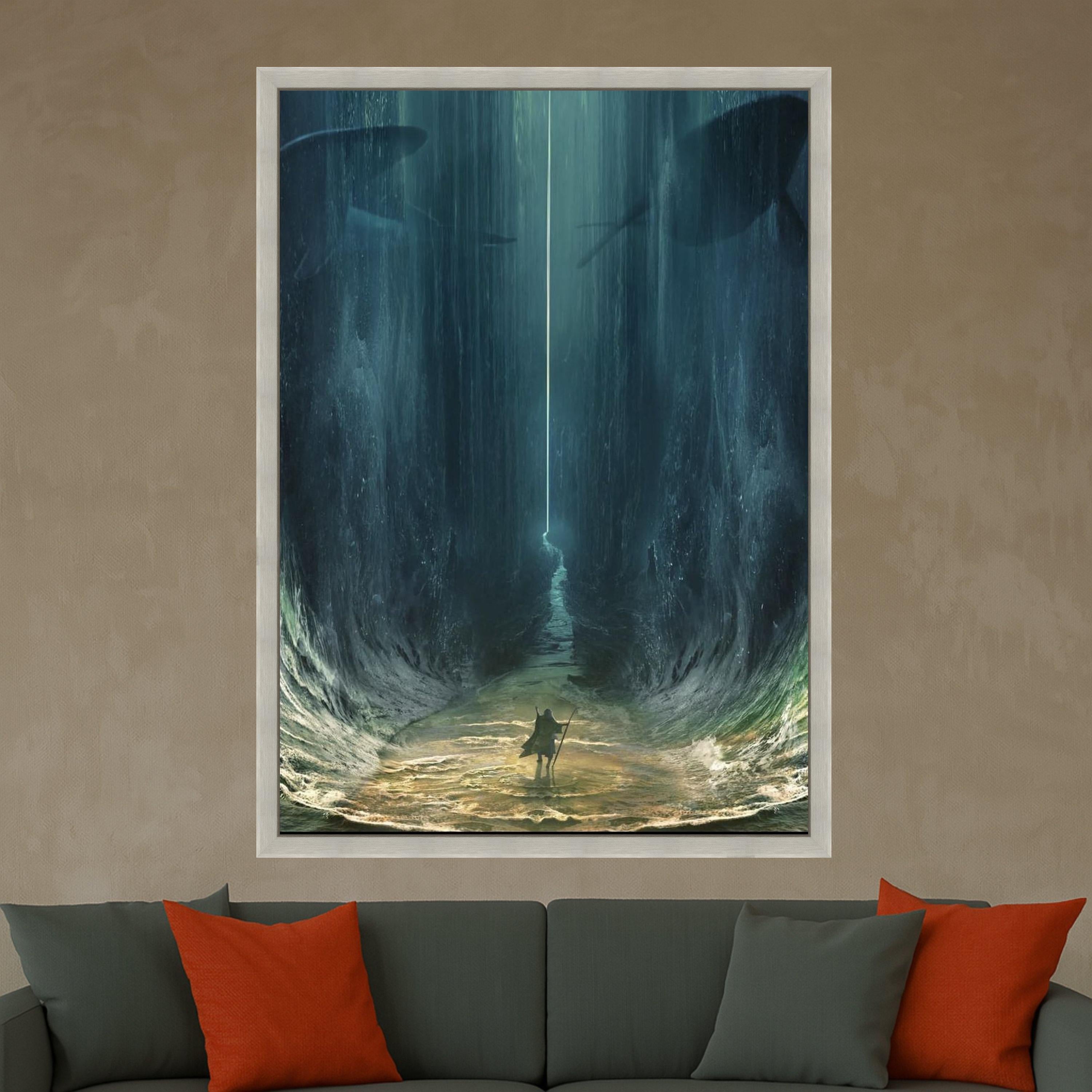 Epic Ocean Canvas Print – Fantasy Wall Art, Deep Sea Wall Decor, Ready to Hang Dramatic Wall Decoration