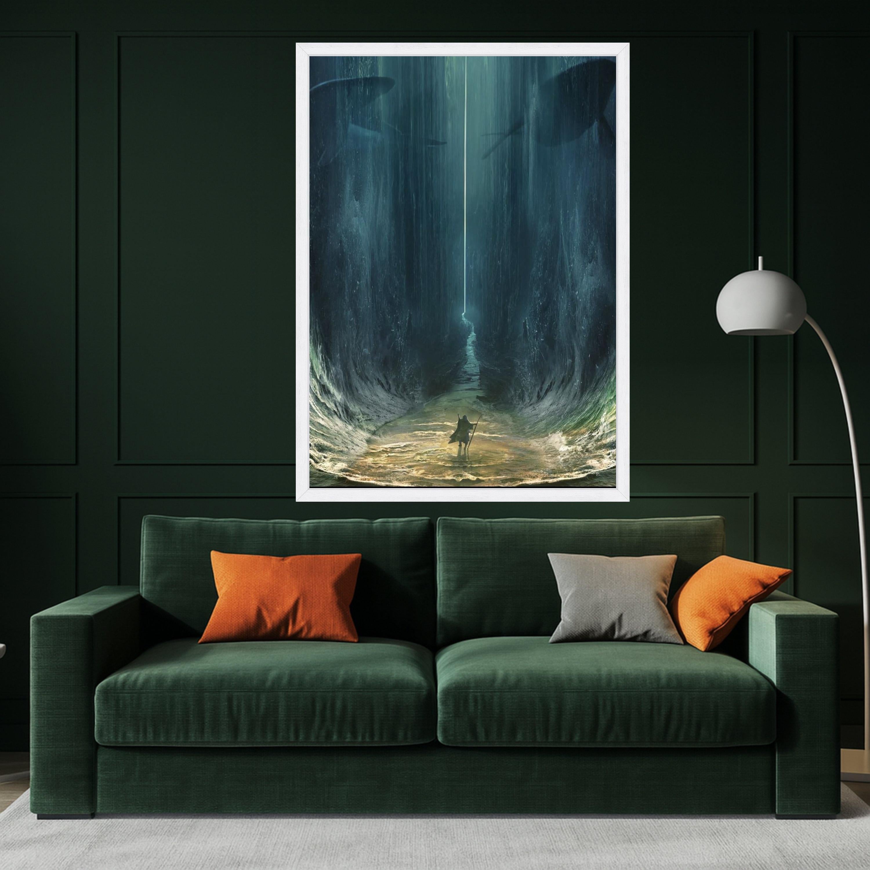 Epic Ocean Canvas Print – Fantasy Wall Art, Deep Sea Wall Decor, Ready to Hang Dramatic Wall Decoration