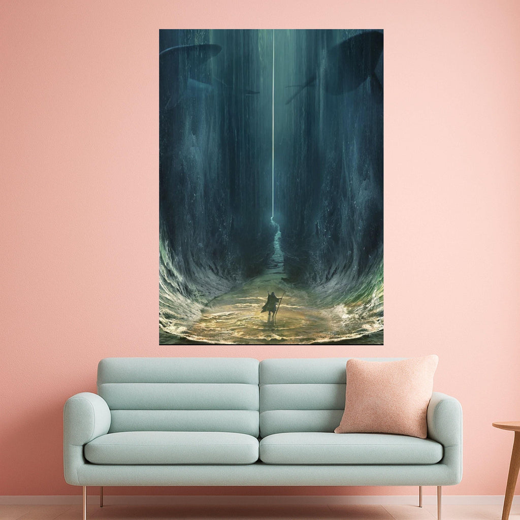 Epic Ocean Canvas Print – Fantasy Wall Art, Deep Sea Wall Decor, Ready to Hang Dramatic Wall Decoration