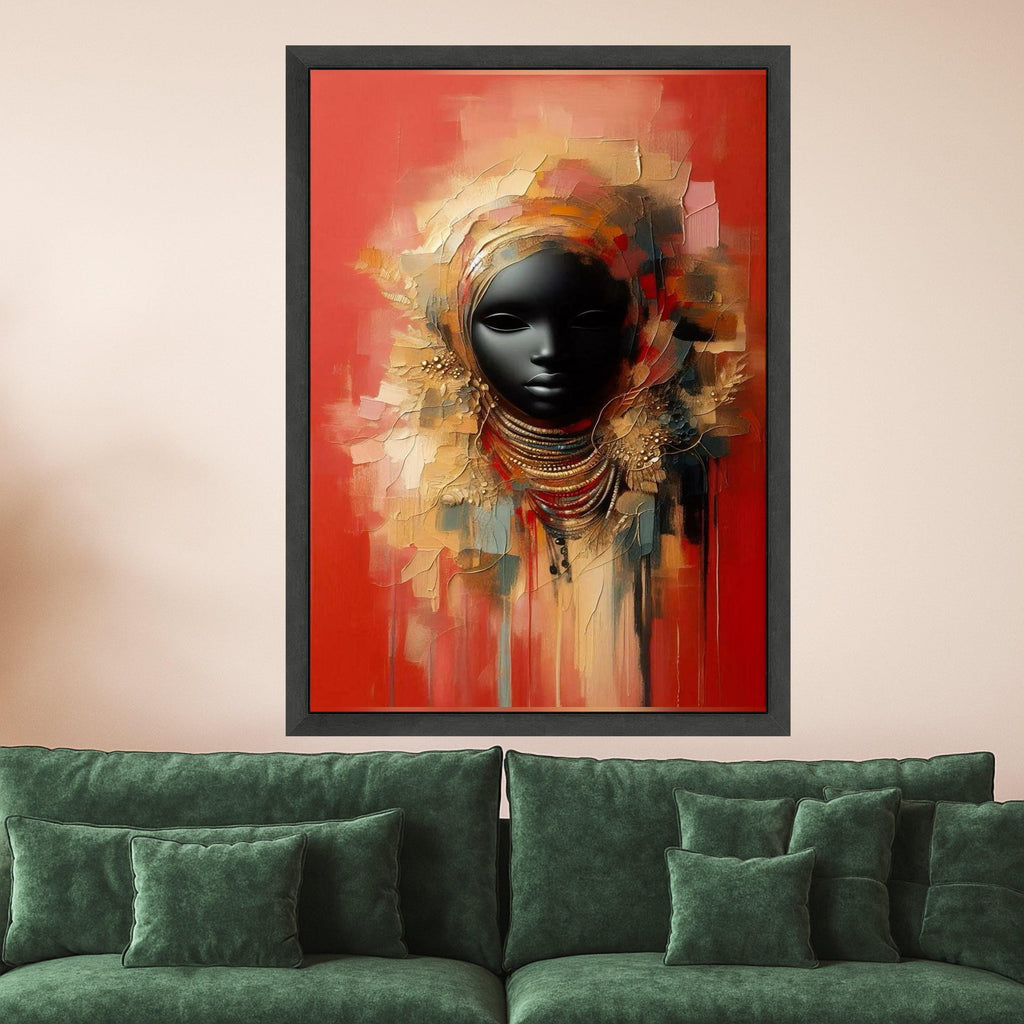 African Mask Canvas Print – Bold Wall Art, Tribal Wall Decor, Ready to Hang Cultural Wall Decoration