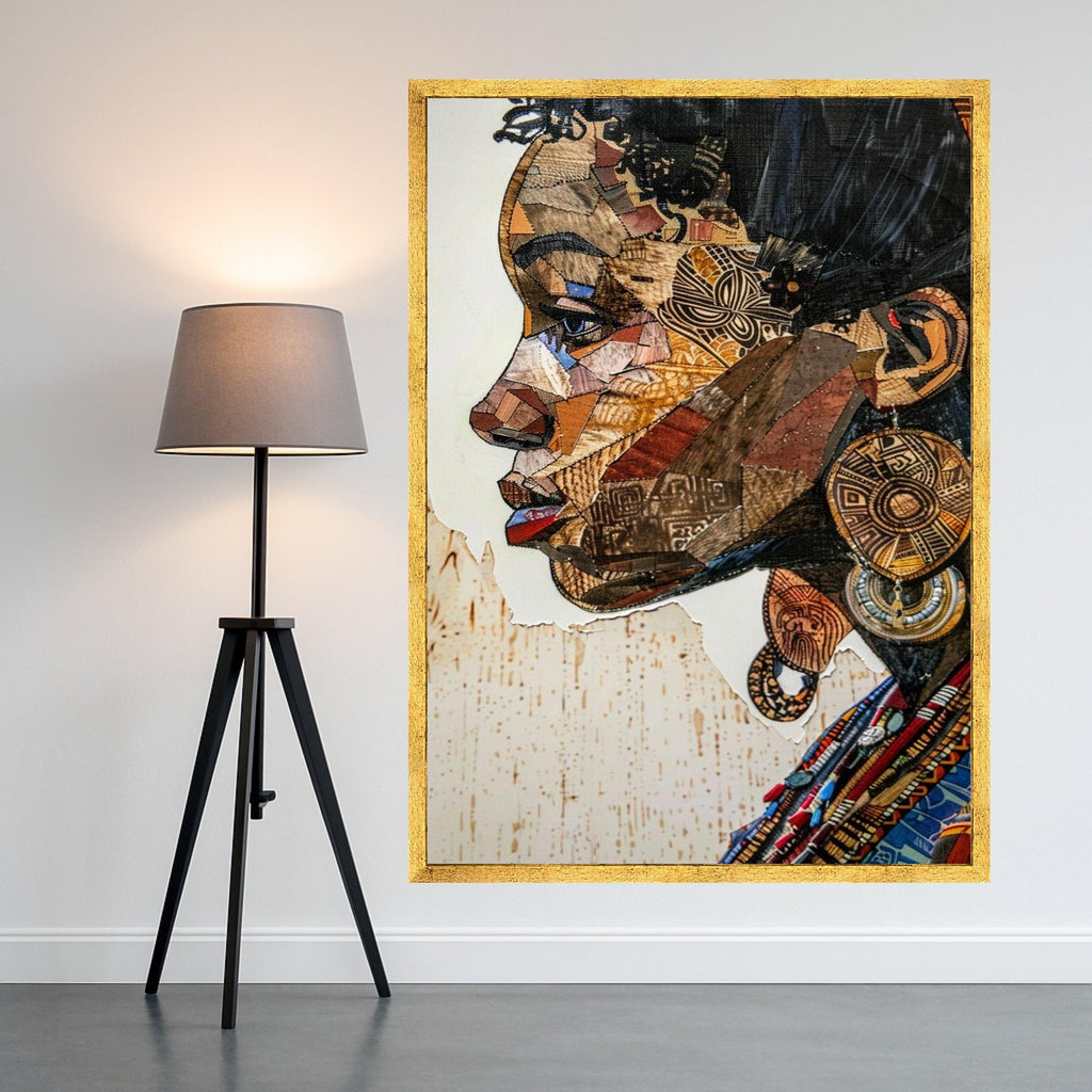 Abstract Portrait Canvas Print – Cultural Wall Art, Modern Wall Decor, Textured Artwork Ready to Hang