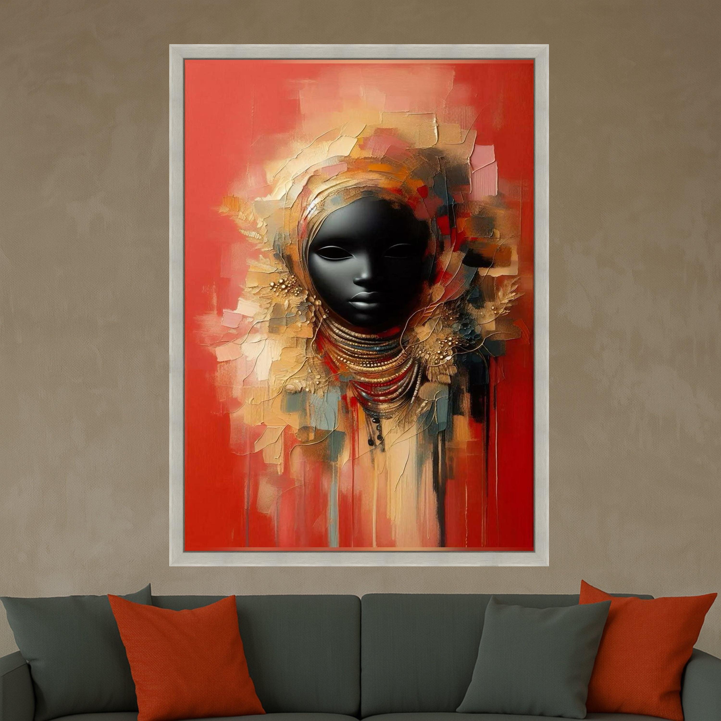 African Mask Canvas Print – Bold Wall Art, Tribal Wall Decor, Ready to Hang Cultural Wall Decoration