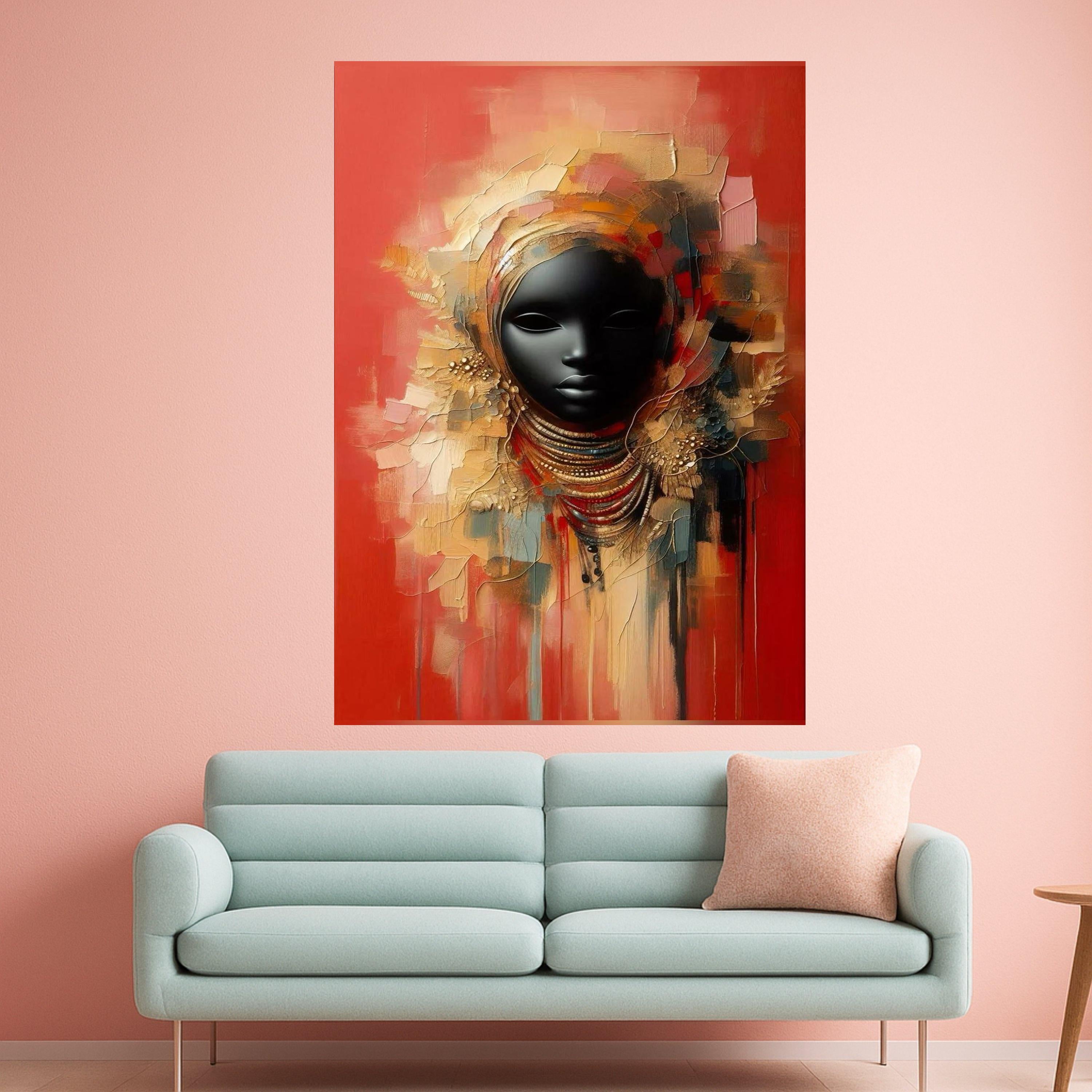 African Mask Canvas Print – Bold Wall Art, Tribal Wall Decor, Ready to Hang Cultural Wall Decoration
