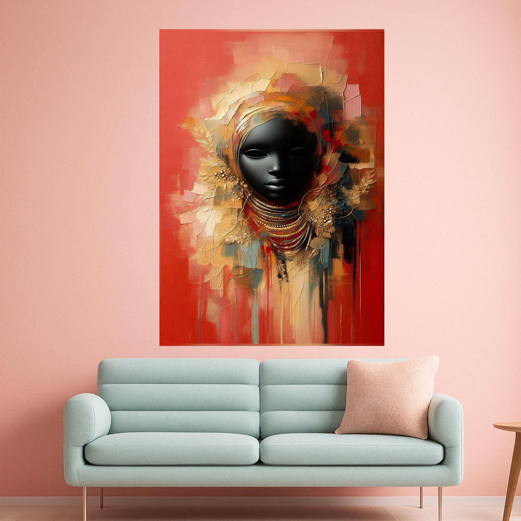 African Mask Canvas Print – Bold Wall Art, Tribal Wall Decor, Ready to Hang Cultural Wall Decoration