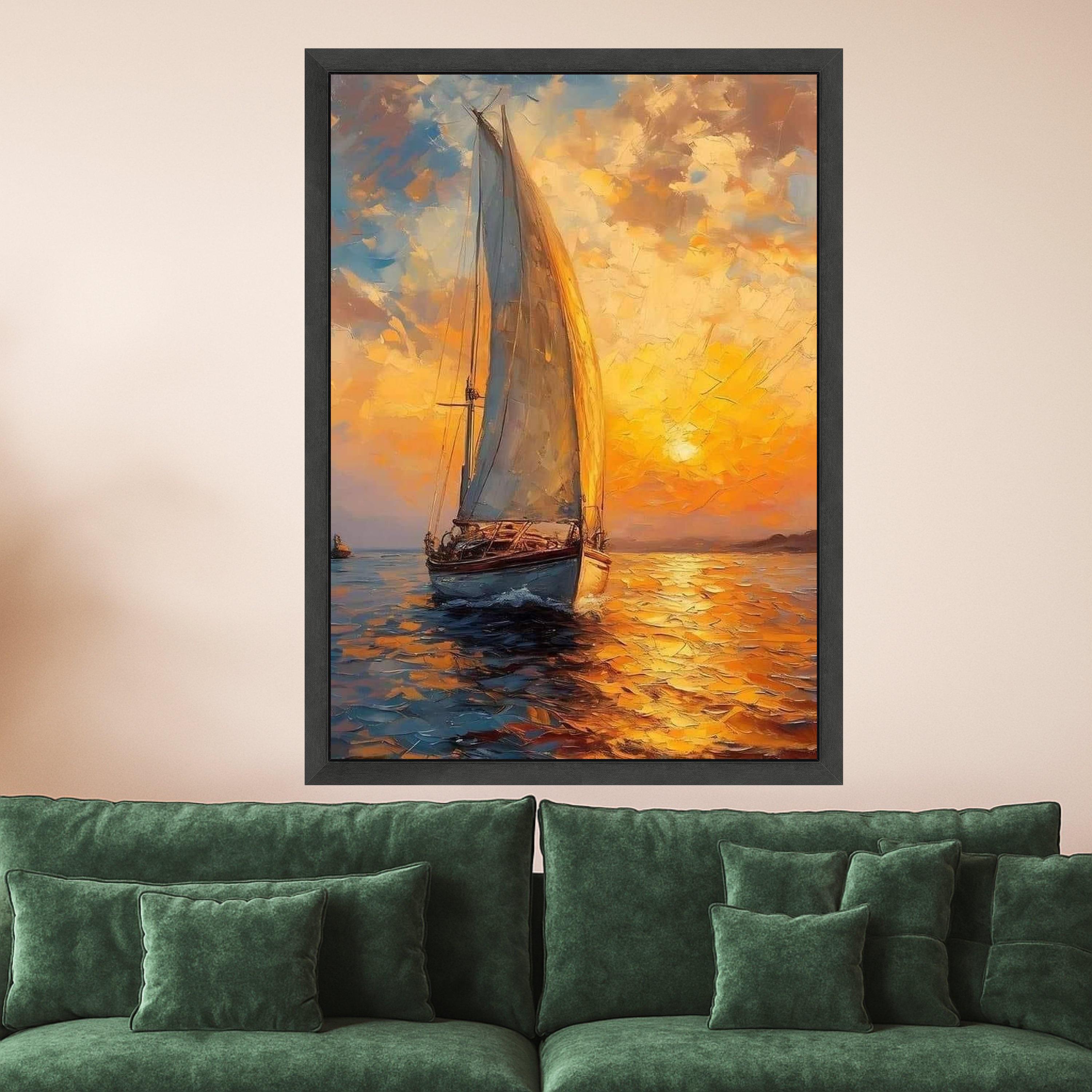 Sailboat Canvas Print – Nautical Wall Art, Sunset Wall Decor, Ready to Hang Ocean Wall Decoration