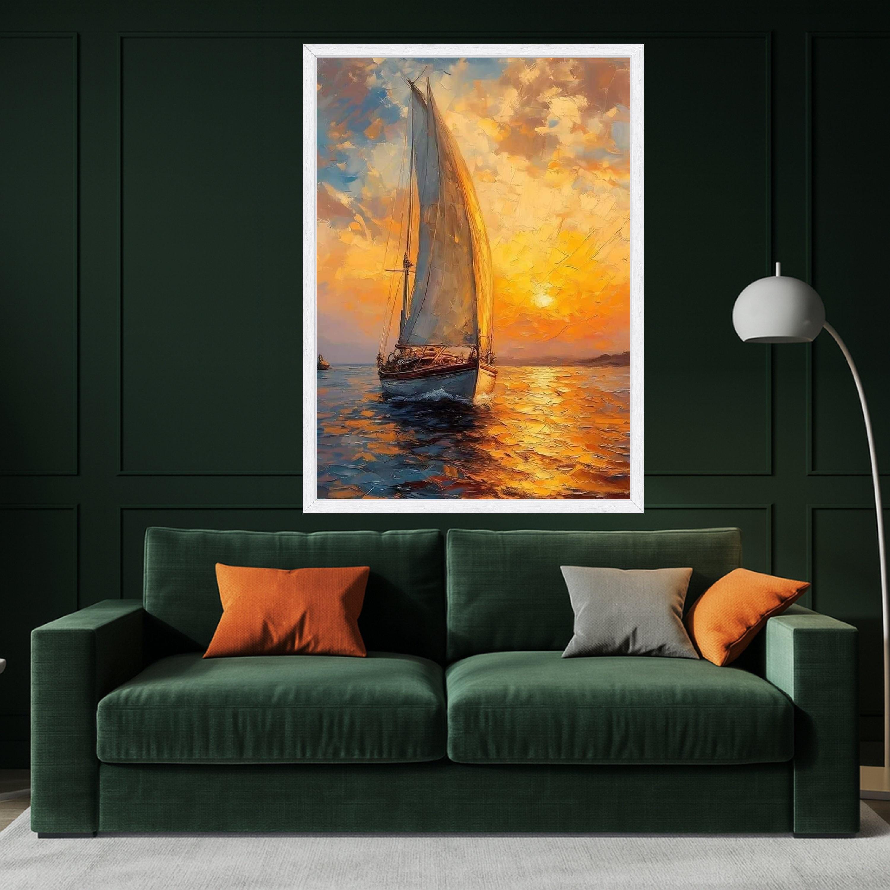 Sailboat Canvas Print – Nautical Wall Art, Sunset Wall Decor, Ready to Hang Ocean Wall Decoration