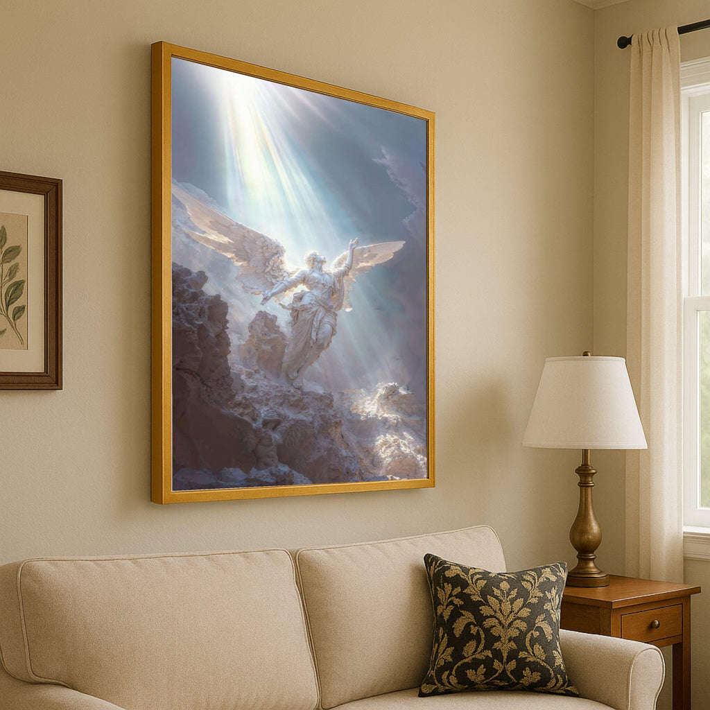 Heavenly Angel Canvas Print – Spiritual Wall Art Ready to Hang – Divine Light Wall Decor for Christian Home or Prayer Room