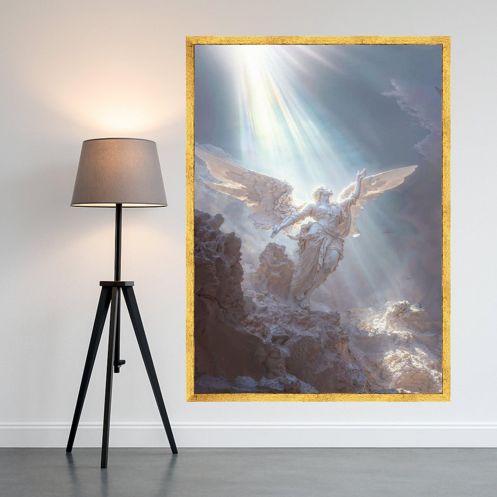 Heavenly Angel Canvas Print – Spiritual Wall Art Ready to Hang – Divine Light Wall Decor for Christian Home or Prayer Room