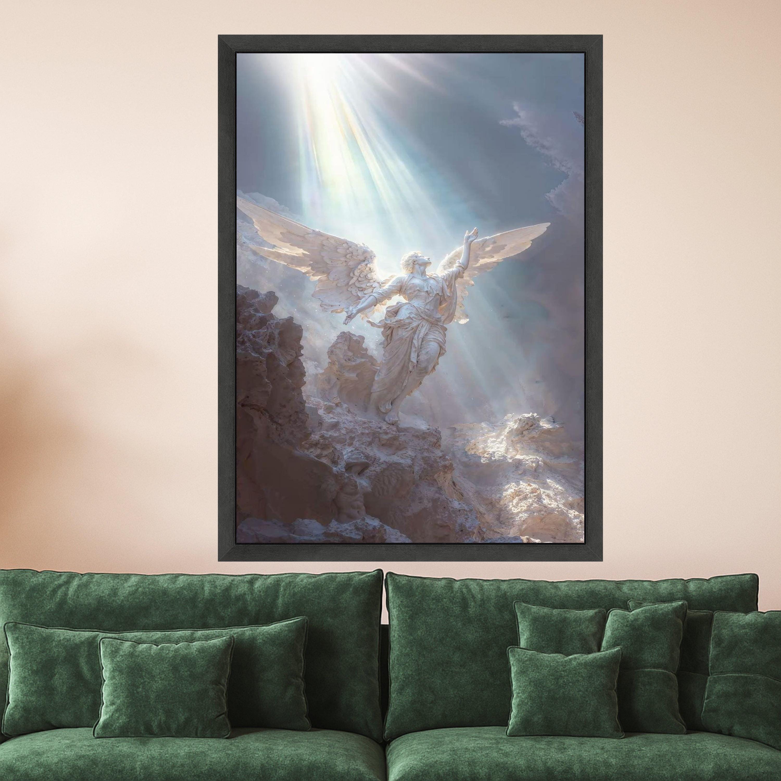 Heavenly Angel Canvas Print – Spiritual Wall Art Ready to Hang – Divine Light Wall Decor for Christian Home or Prayer Room