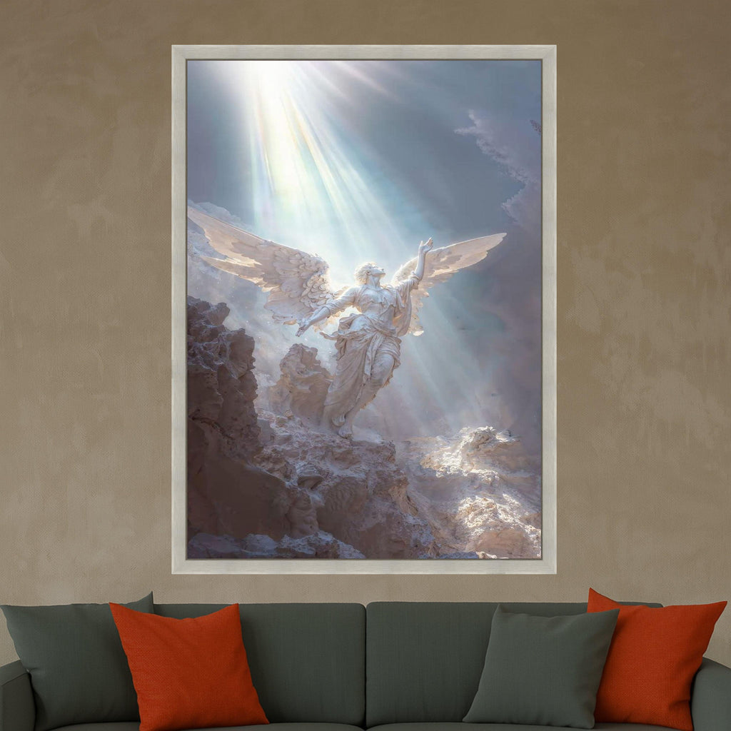 Heavenly Angel Canvas Print – Spiritual Wall Art Ready to Hang – Divine Light Wall Decor for Christian Home or Prayer Room