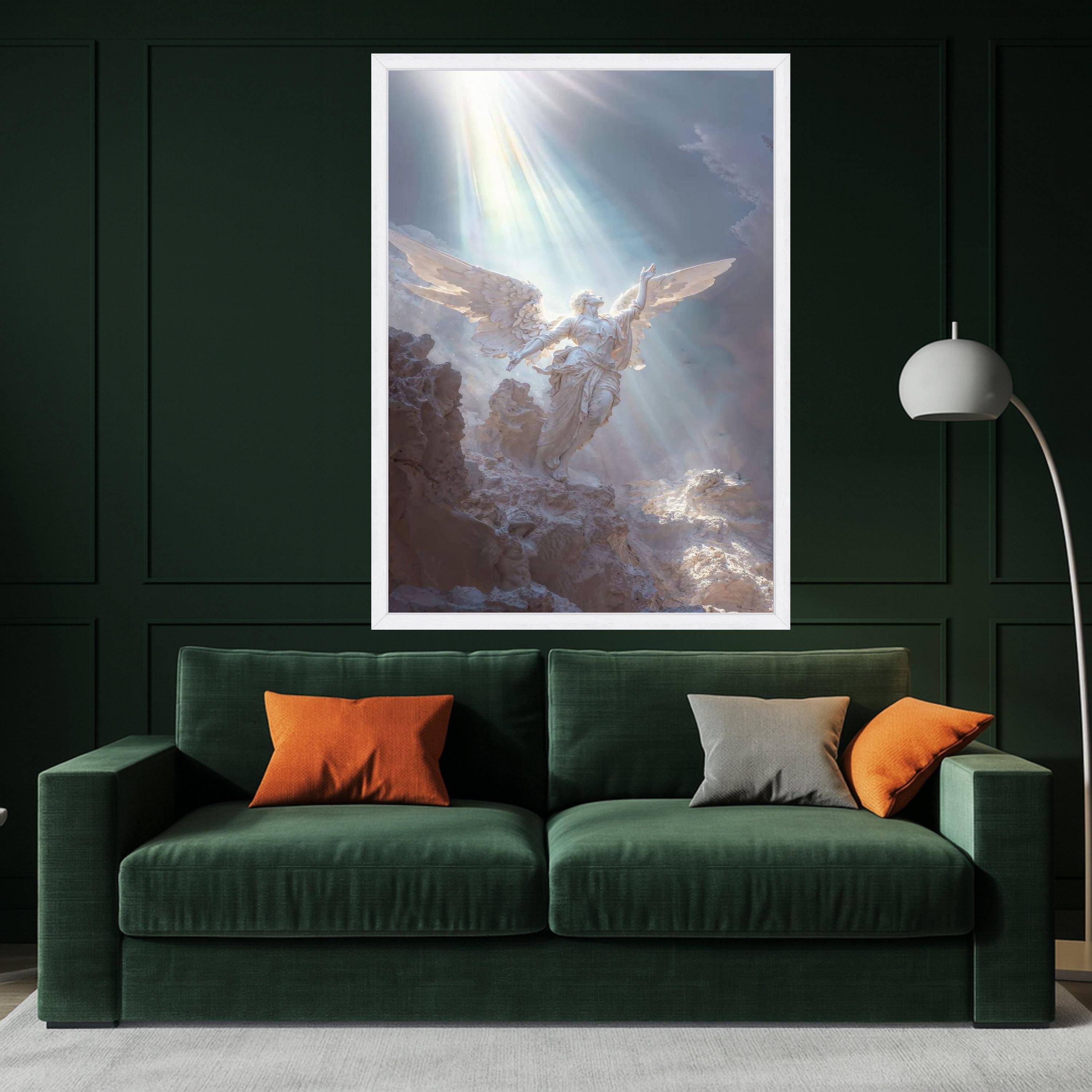Heavenly Angel Canvas Print – Spiritual Wall Art Ready to Hang – Divine Light Wall Decor for Christian Home or Prayer Room